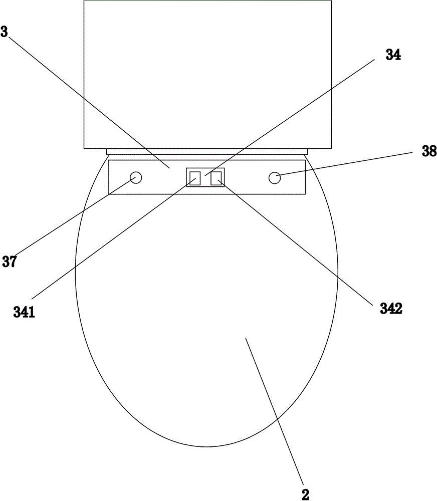 A child-resistant opening device on a toilet