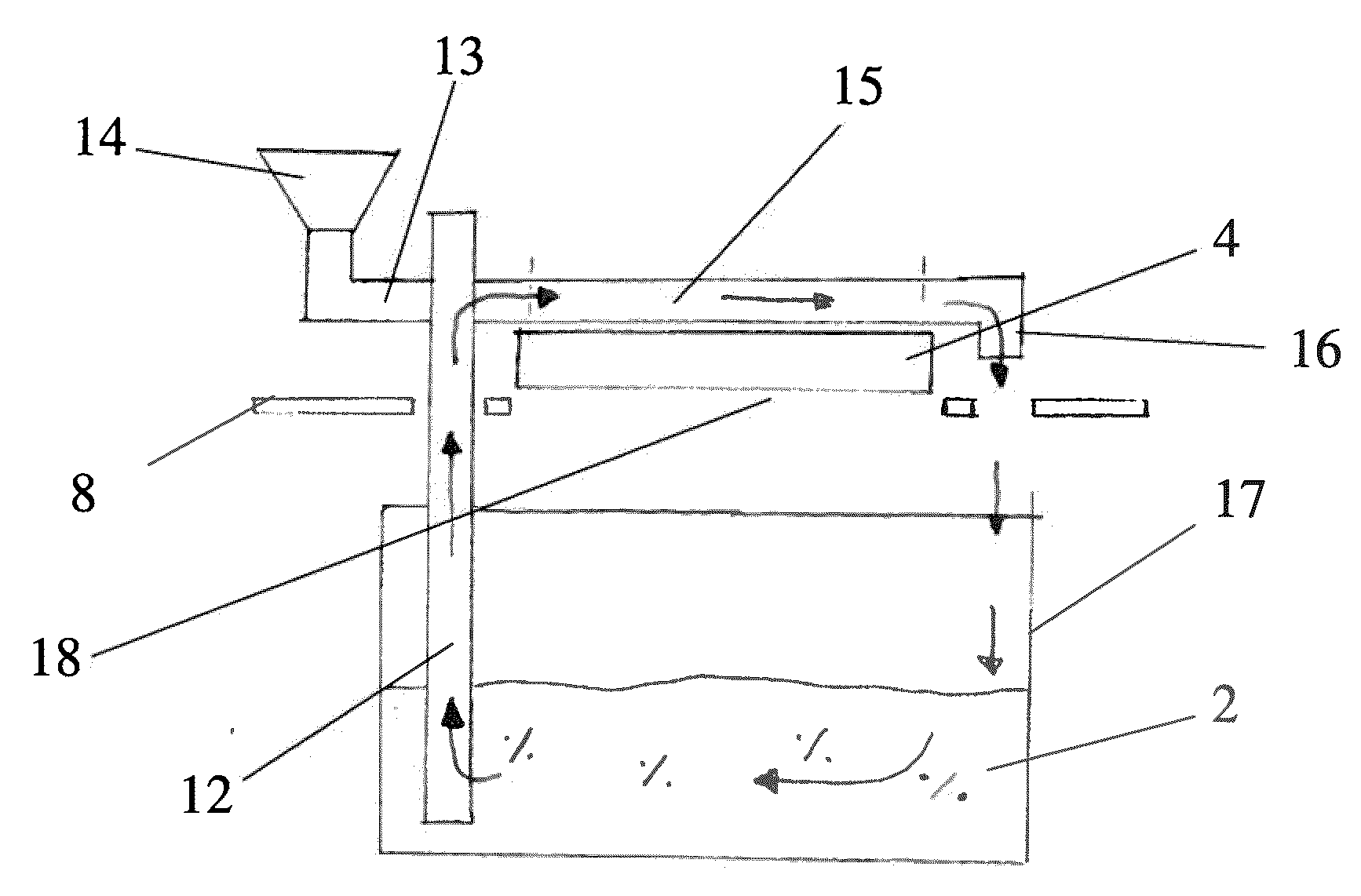 Method and device for conveying particulate material during the layer-wise production of patterns