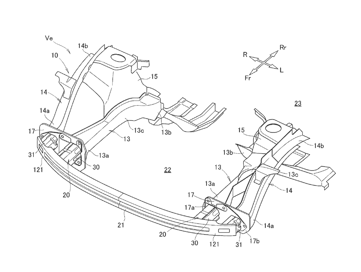 Vehicle body structure with impact absorbing part