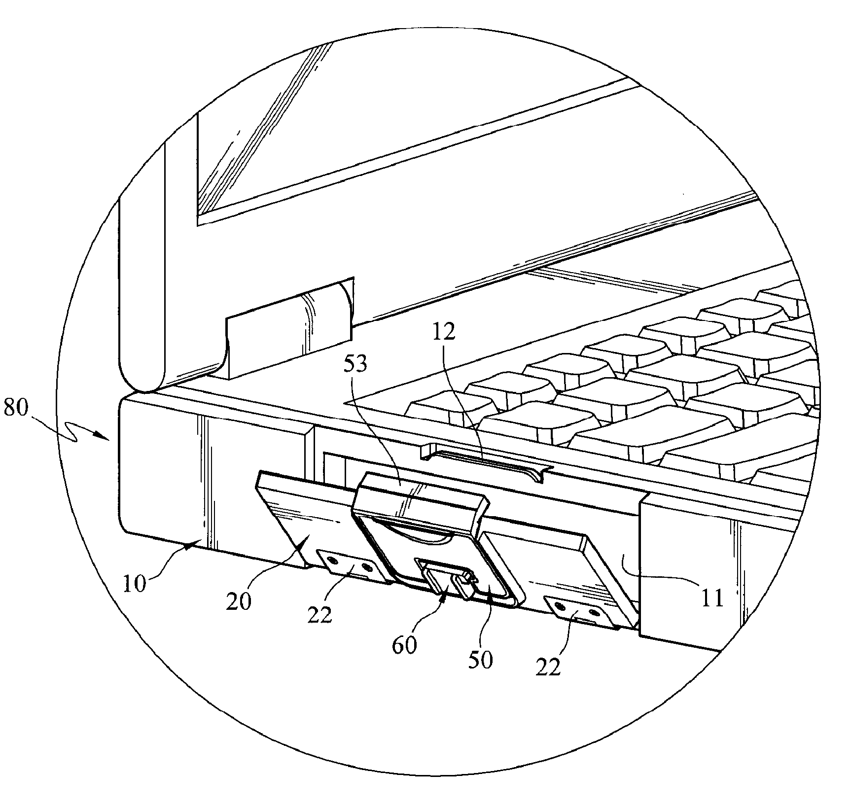 Lockable door assembly of an electronic device