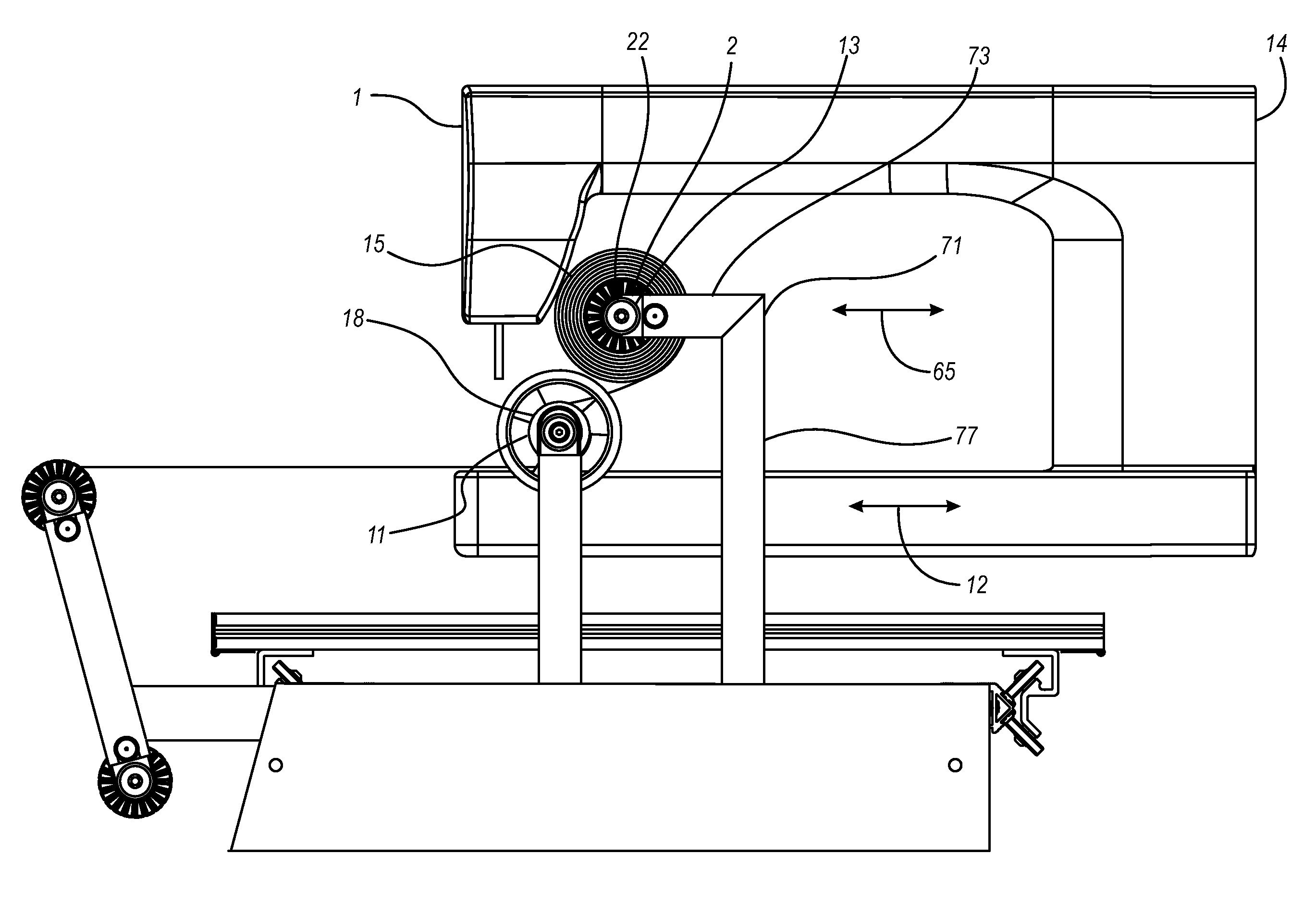 Sewing machine take-up rail assembly