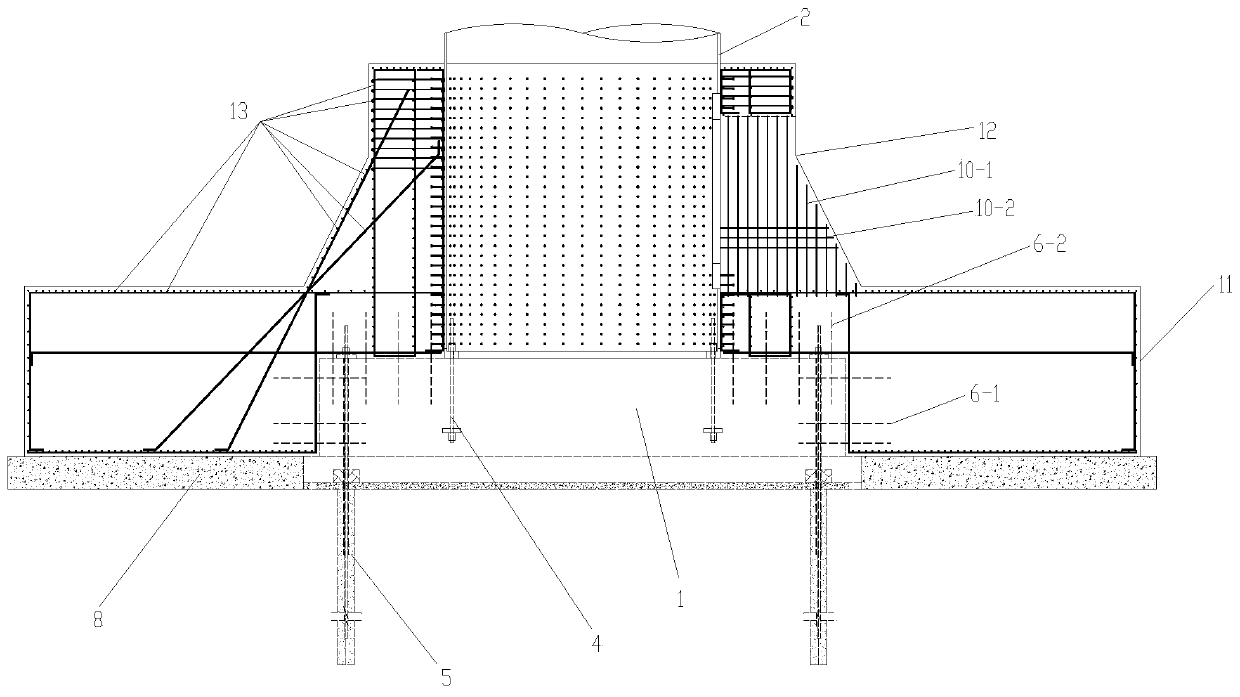 Reinforced structure and method of P and H type rock bolt fan foundation