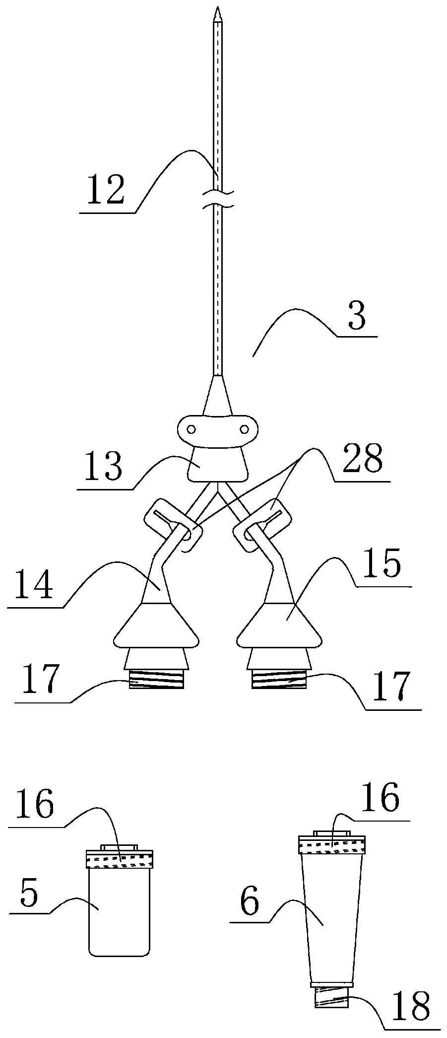 Puncture drainage combined bag