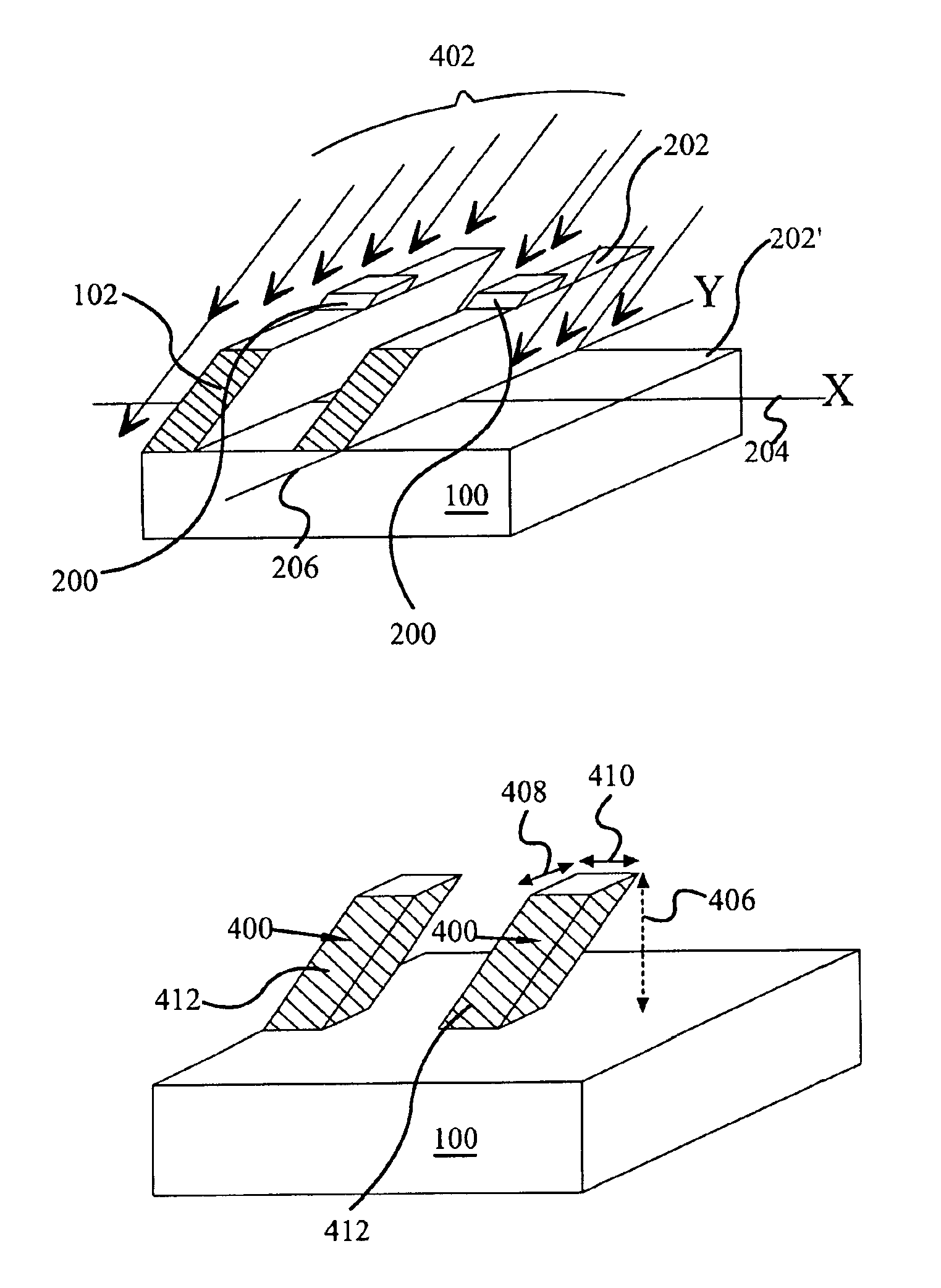 Process for making angled features for nanolithography and nanoimprinting