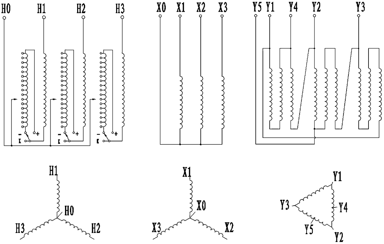 Arrangement structure and winding method of transformer with delta-connected third winding