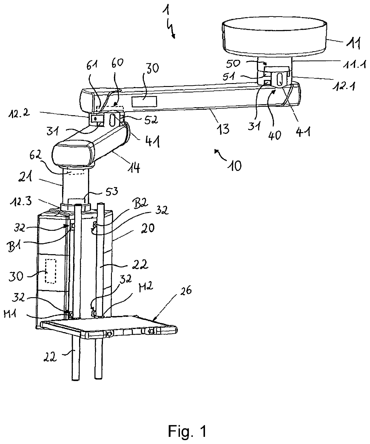 Stand device responsive to force or movement, control device, and method for positioning the stand device