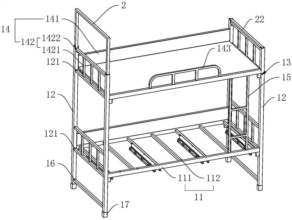 A bunk bed with a multifunctional table