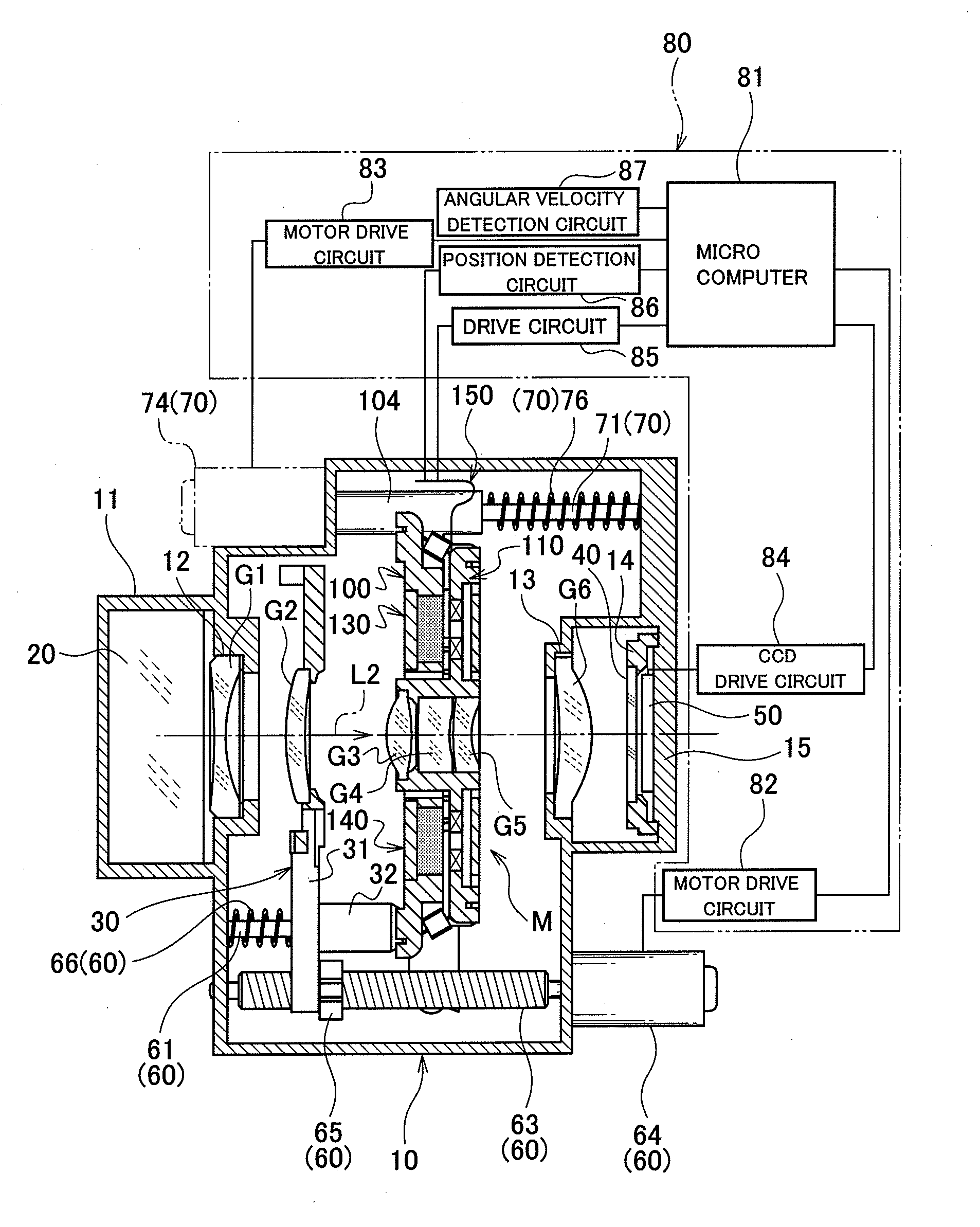 Image blur correction device, imaging lens unit, and camera unit