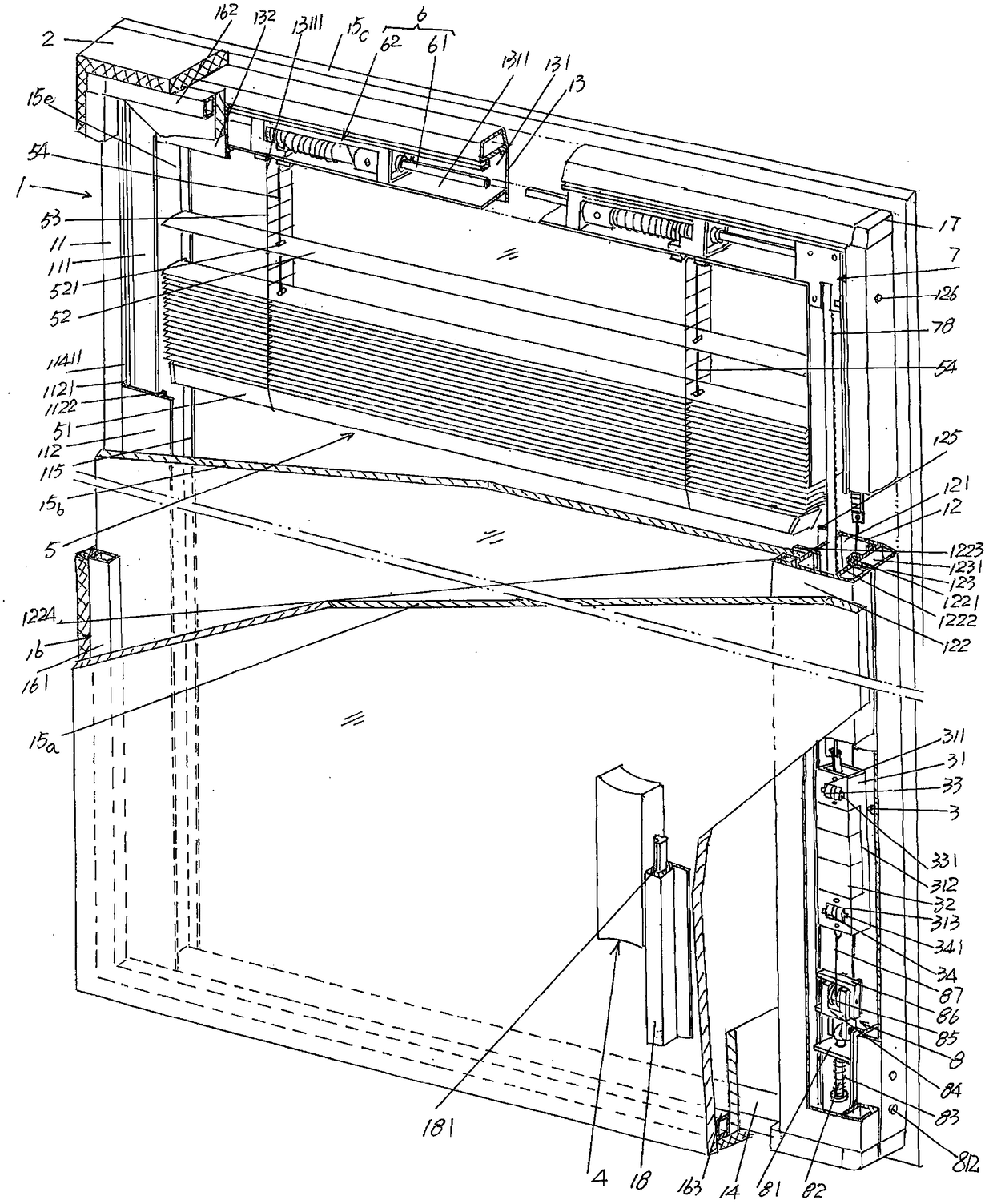 Single control energy-saving multi-layer hollow glass inlaid louver