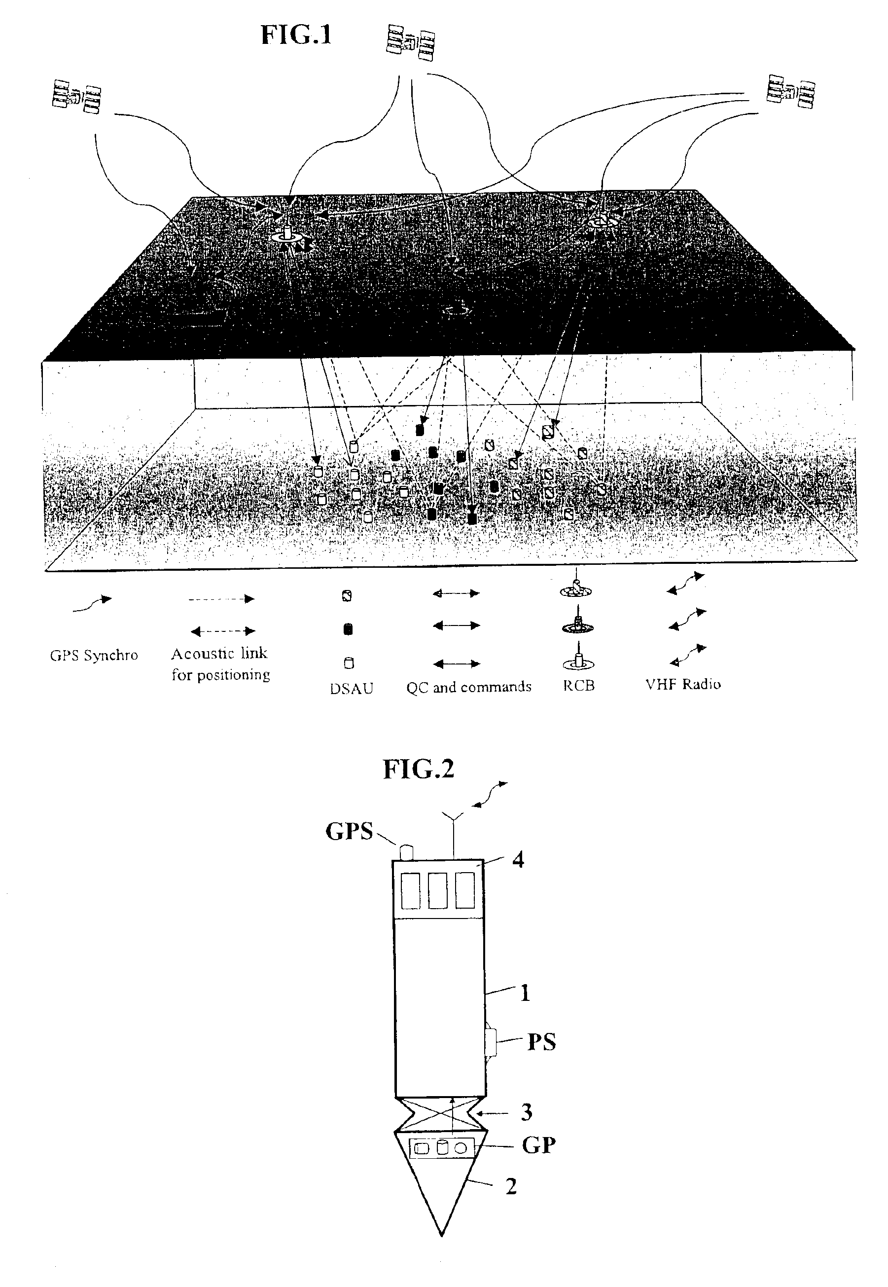 Seismic data acquisition system using acquisition stations set on the sea bottom