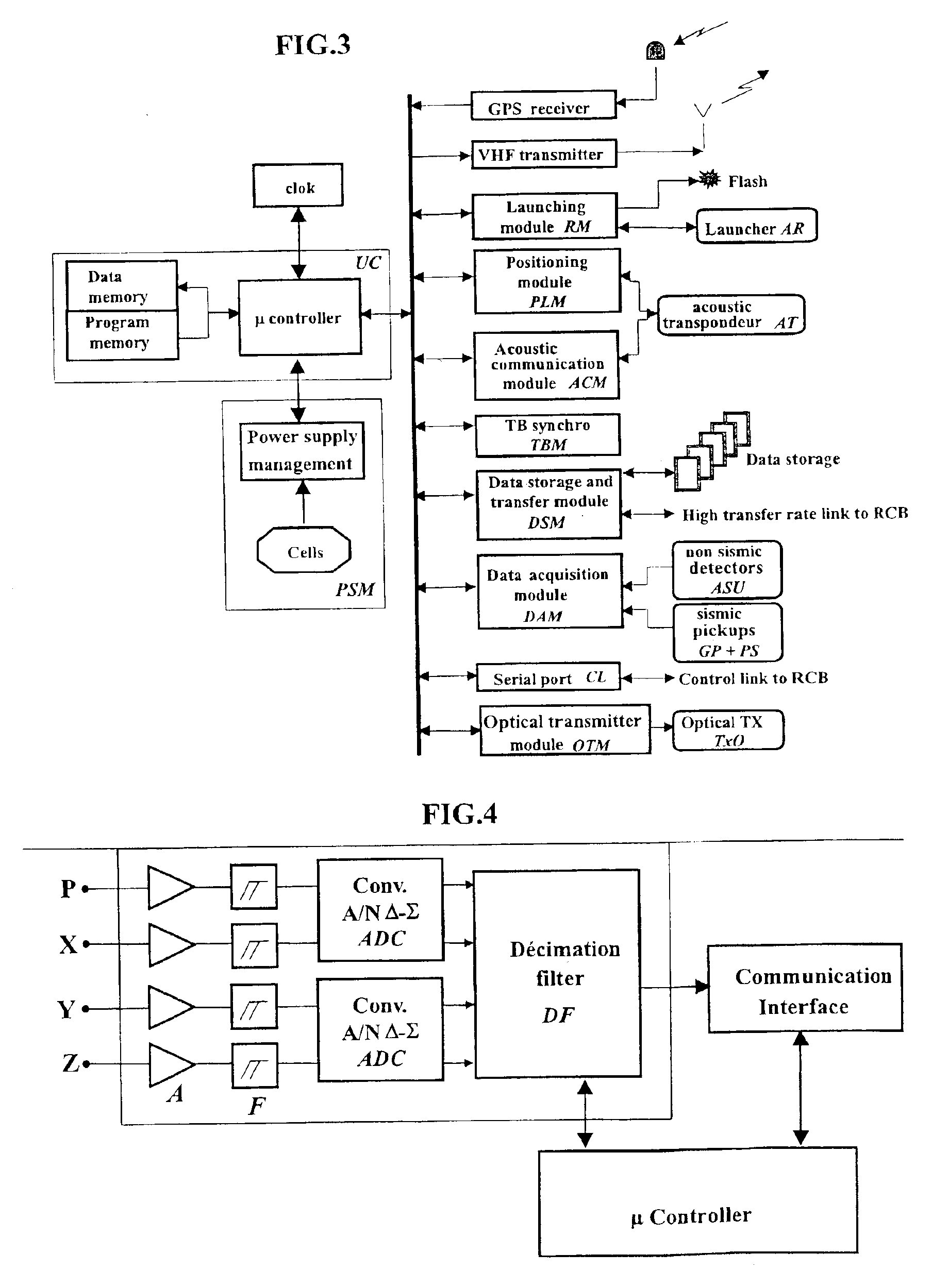 Seismic data acquisition system using acquisition stations set on the sea bottom