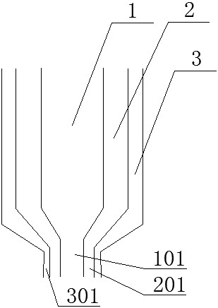 Method for preparing nano-composite polyvinylidene fluoride hollow fiber membrane by three-layer co-extrusion and co-extrusion equipment