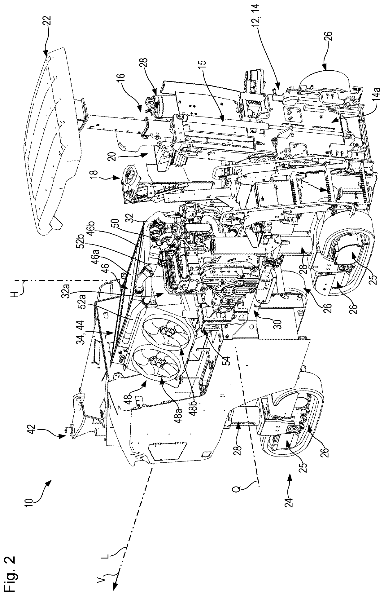 Self-propelled earth working machine including combined heat exchanger cooling and engine compartment ventilation