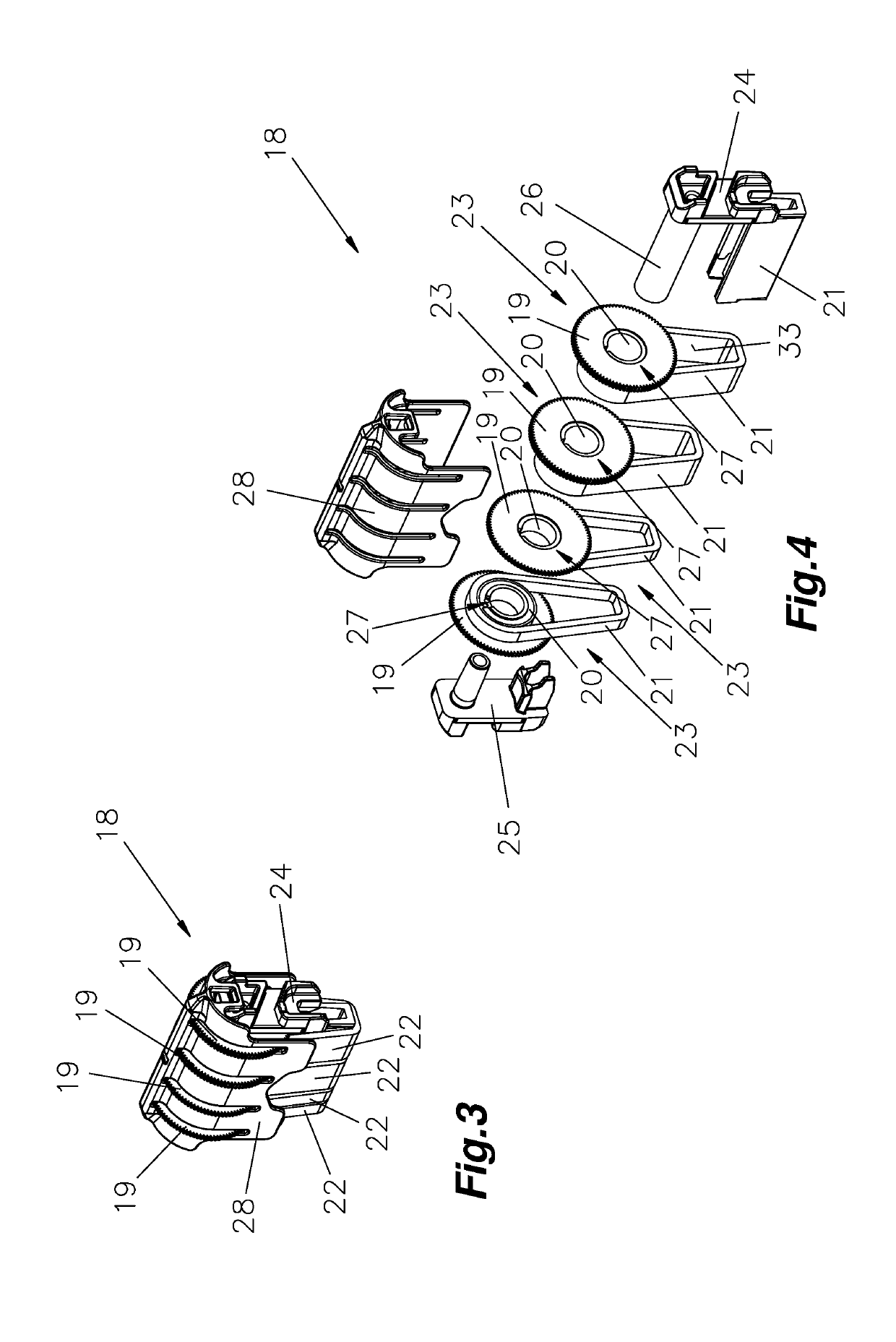 Drive unit, belt unit, bridge, driver and stamp therefor