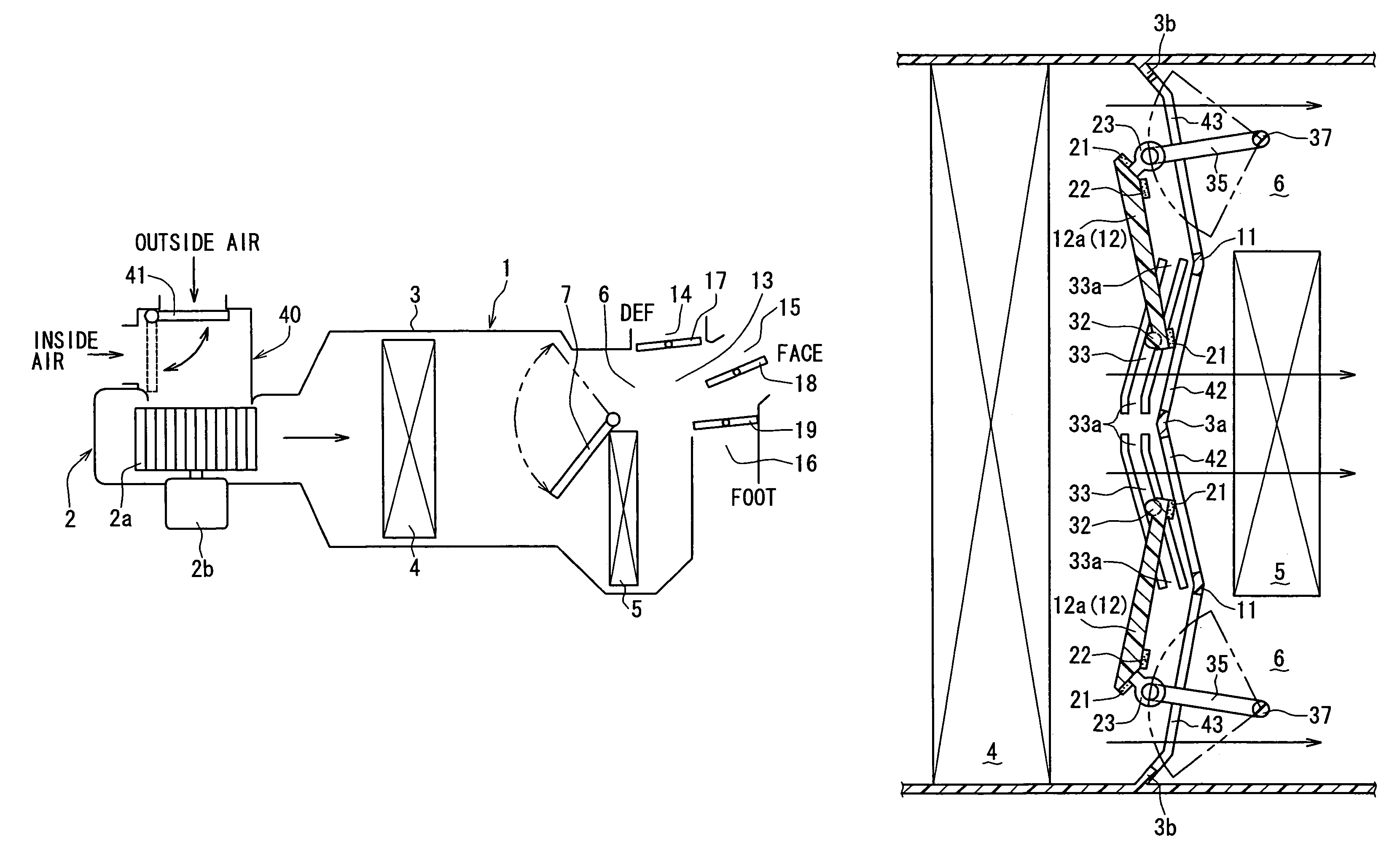 Air passage switching device and vehicle air conditioner