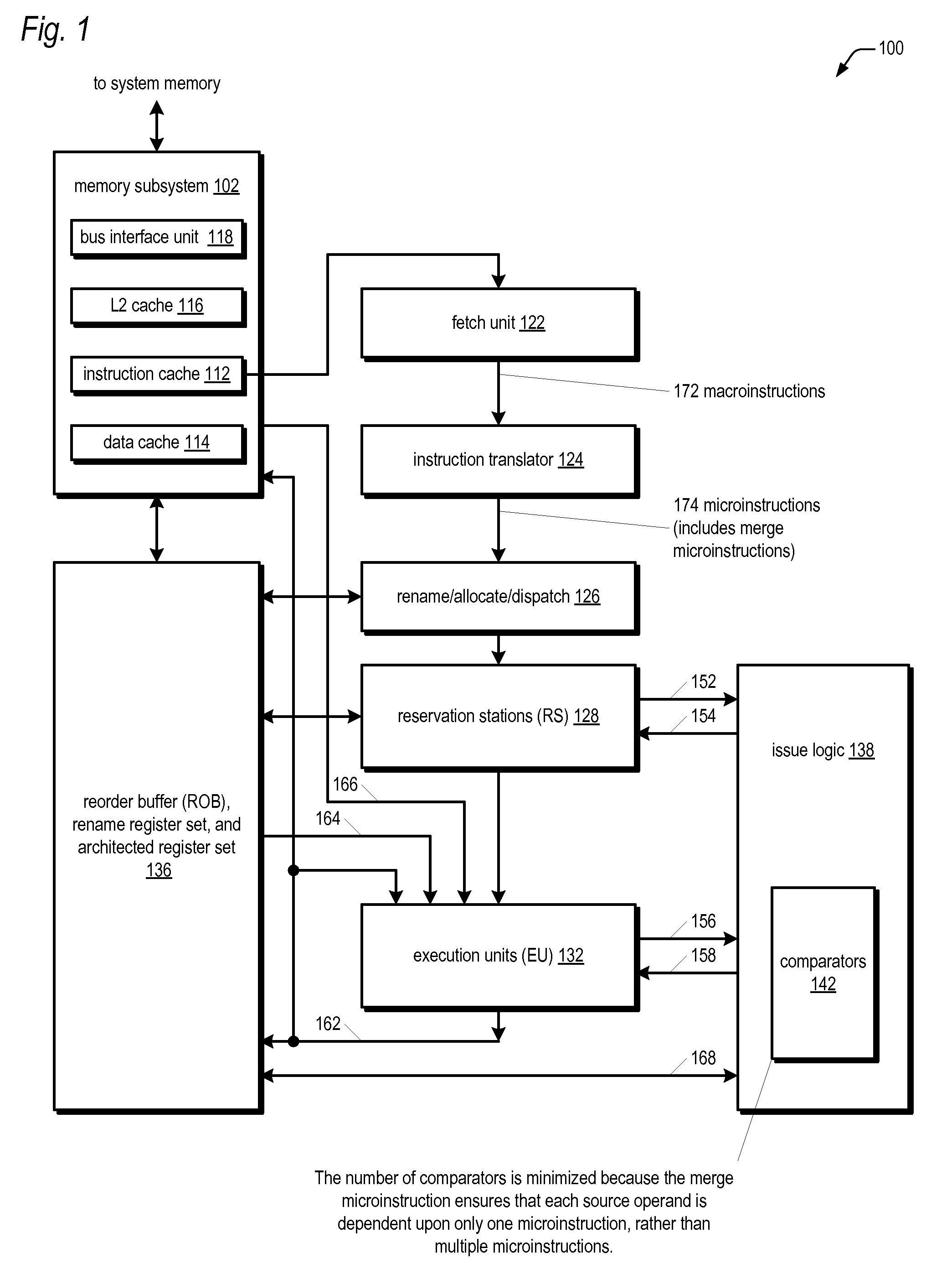 Merge microinstruction for minimizing source dependencies in out-of-order execution microprocessor with variable data size macroarchitecture