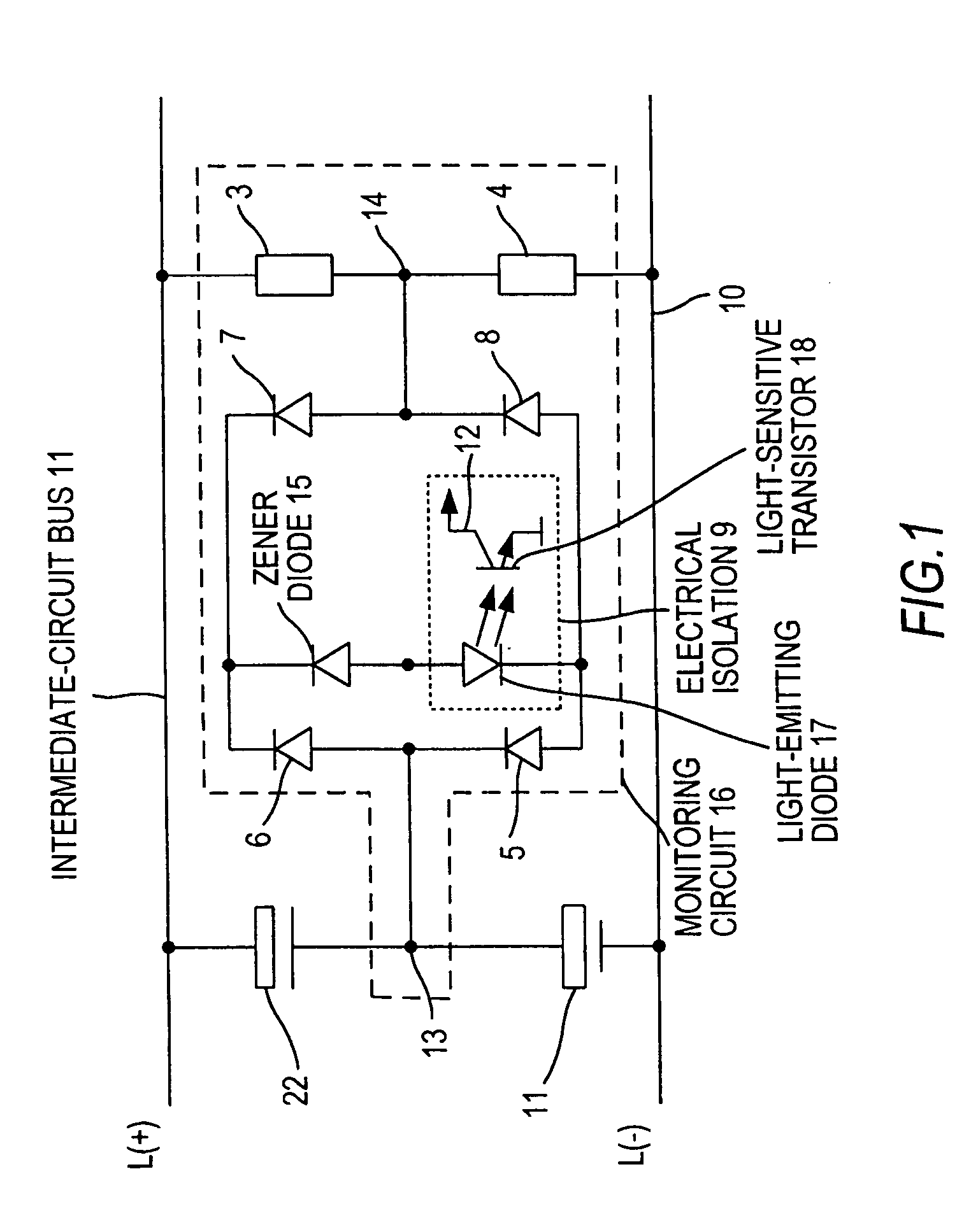 Intermediate circuit capacitor short-circuit monitoring