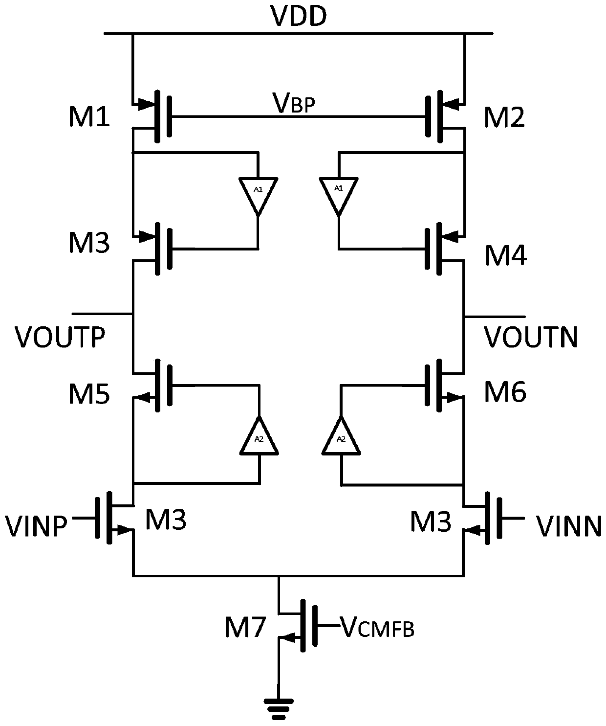 Layout structure of operational amplifier in pipelined analog-to-digital converter