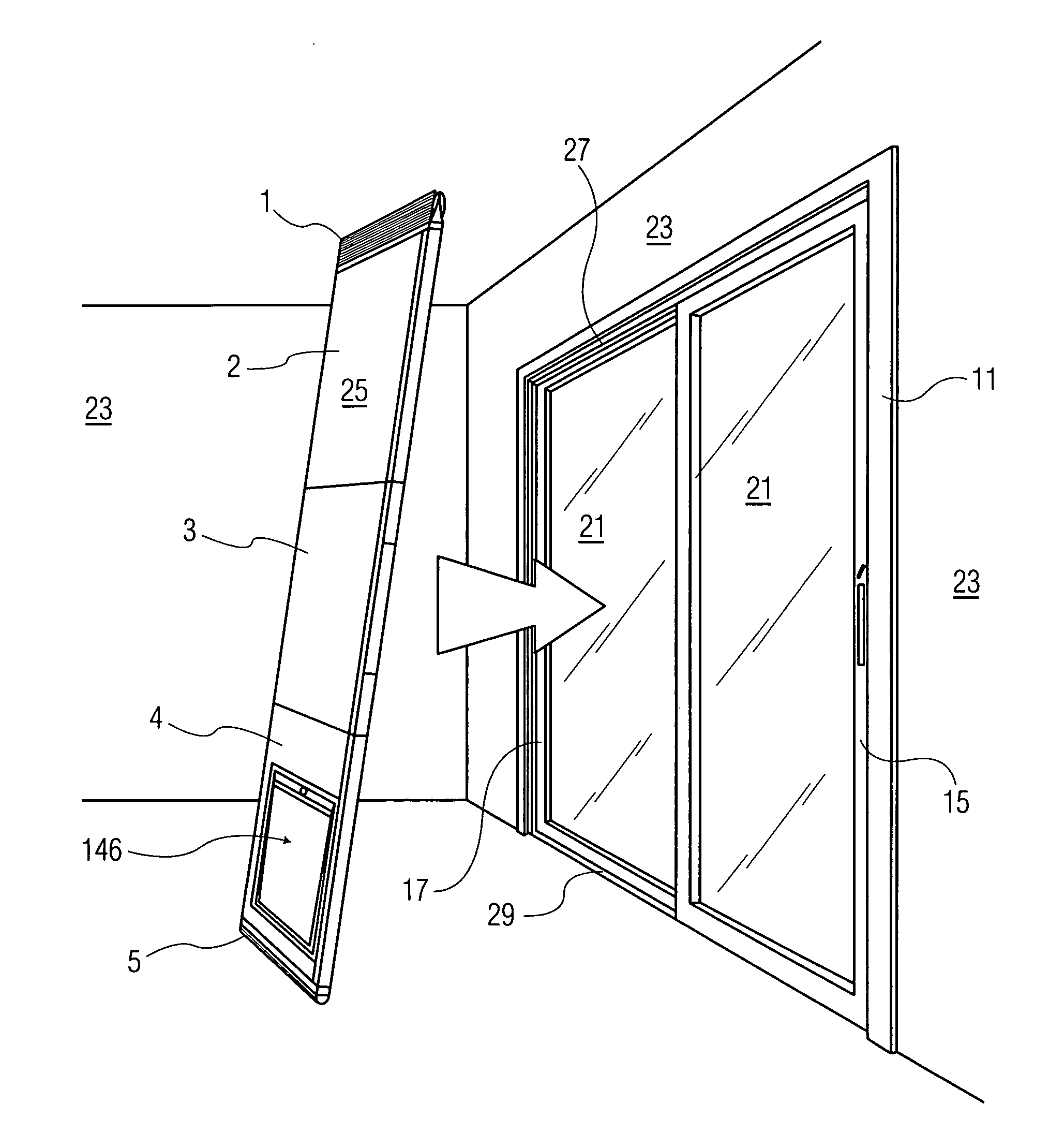 Pet door module with integral security panel and cassette portal