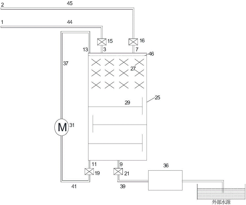 Internal temperature control liquid piston device for isothermal compressed air energy storage