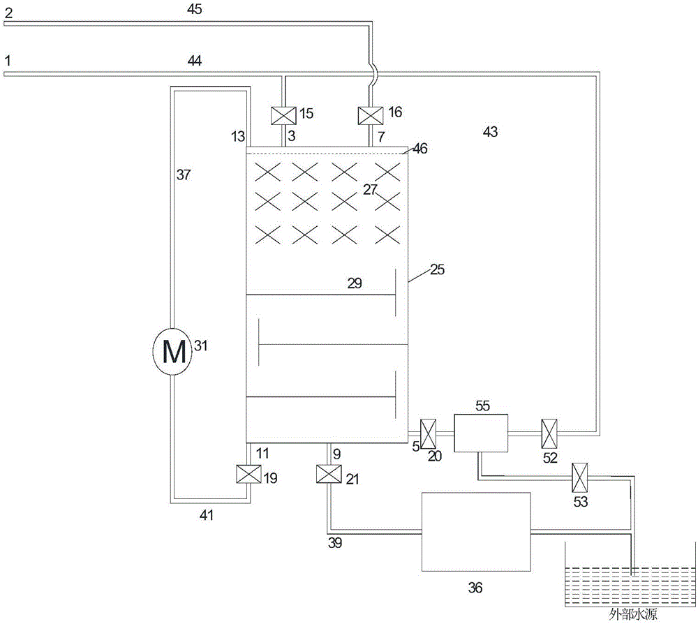 Internal temperature control liquid piston device for isothermal compressed air energy storage