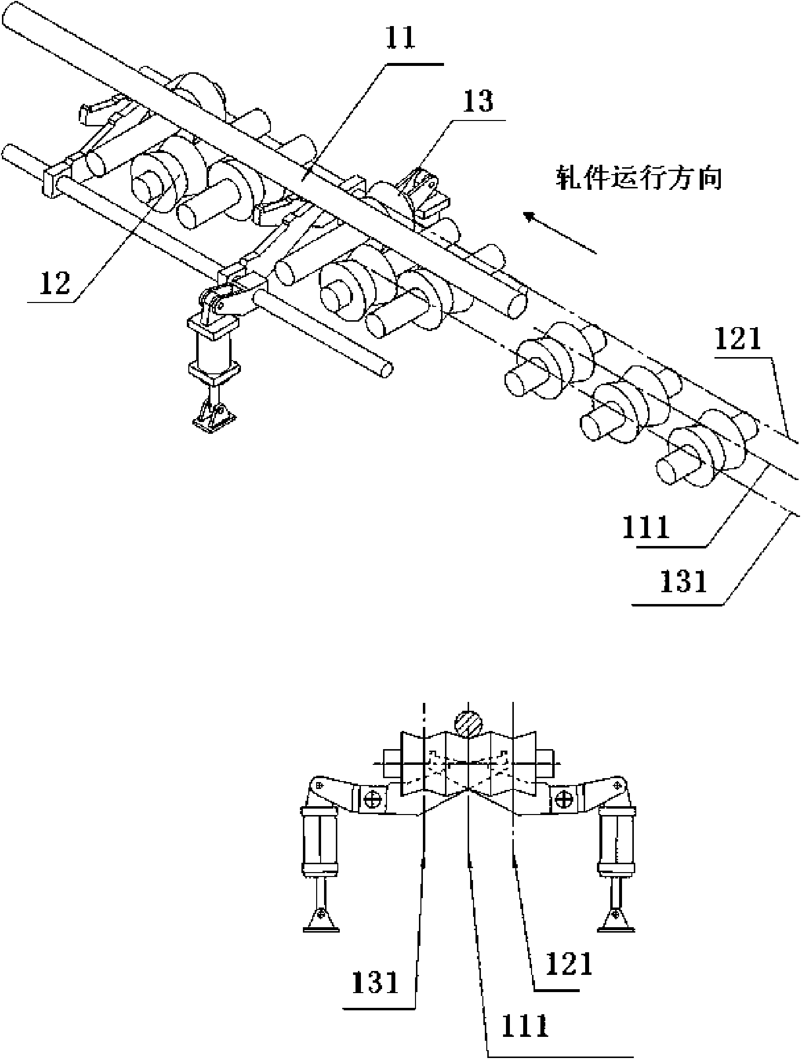 High-speed wire double production line swinging wire separation device