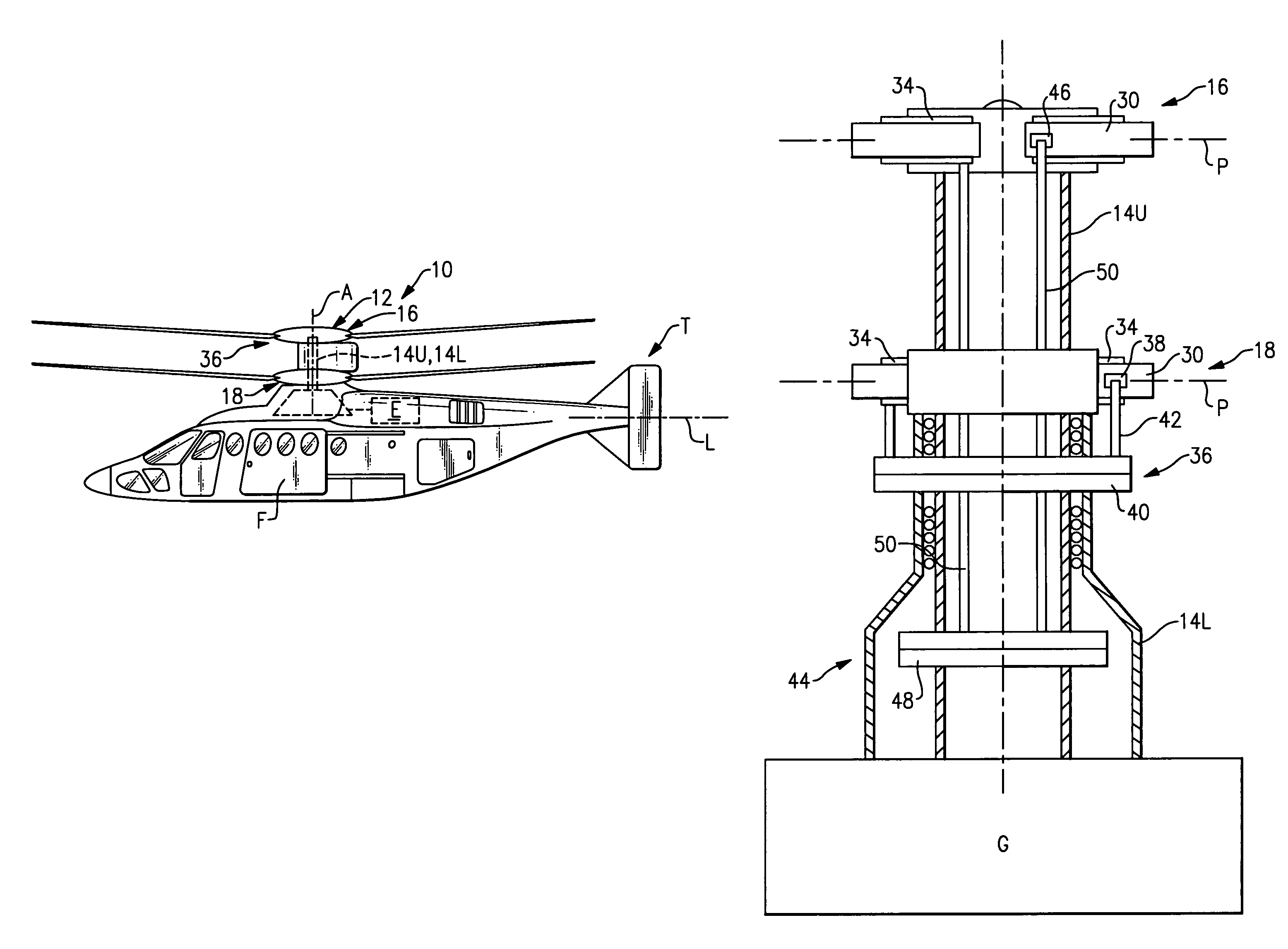 Dual higher harmonic control (HHC) for a counter-rotating, coaxial rotor system