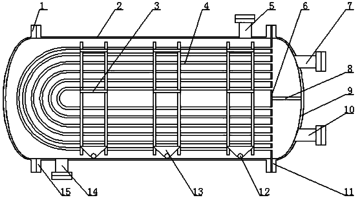 Shell and tube type sewage heat exchanger convenient to clean