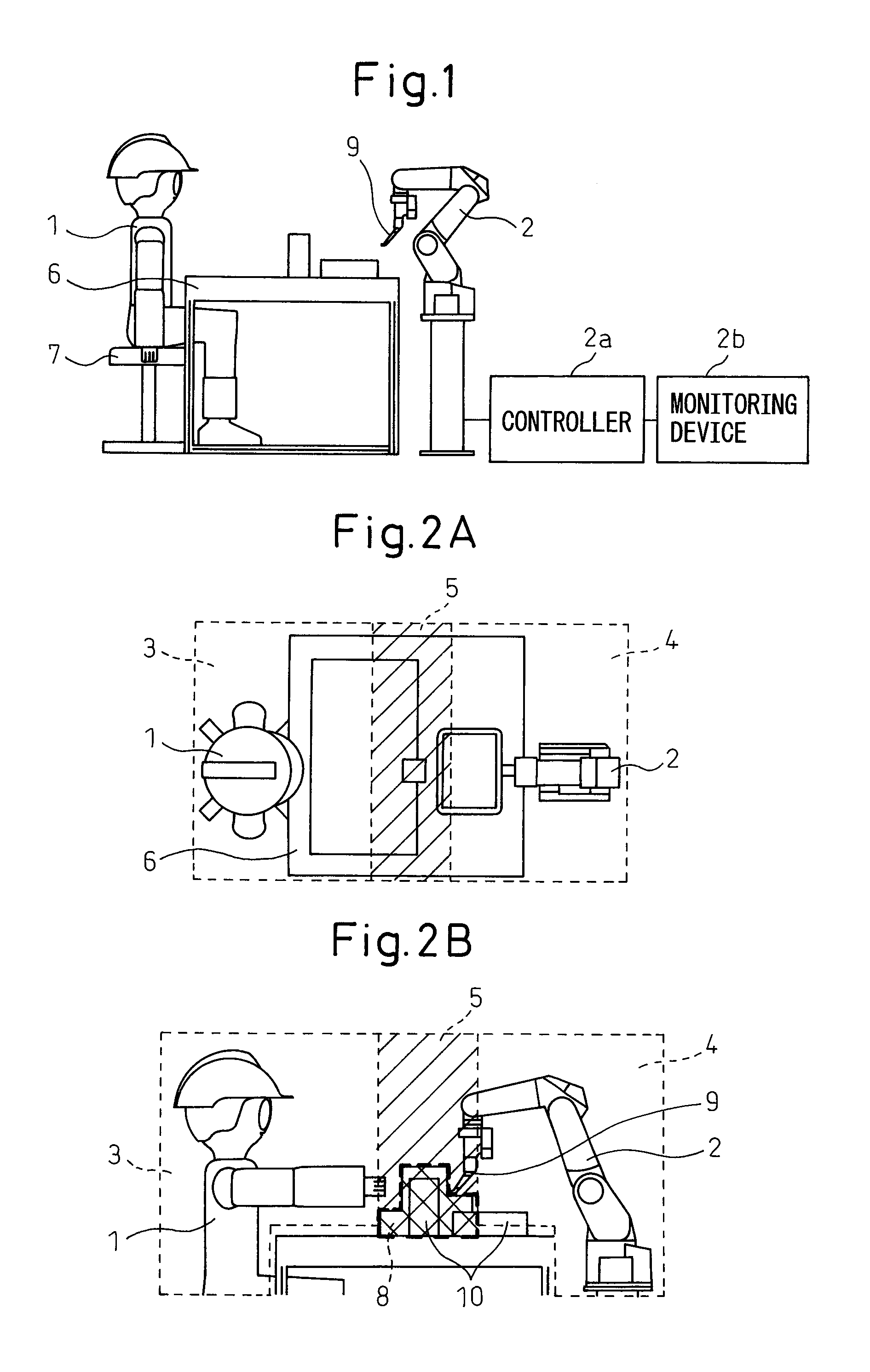 Production system having cooperating process area between human and robot