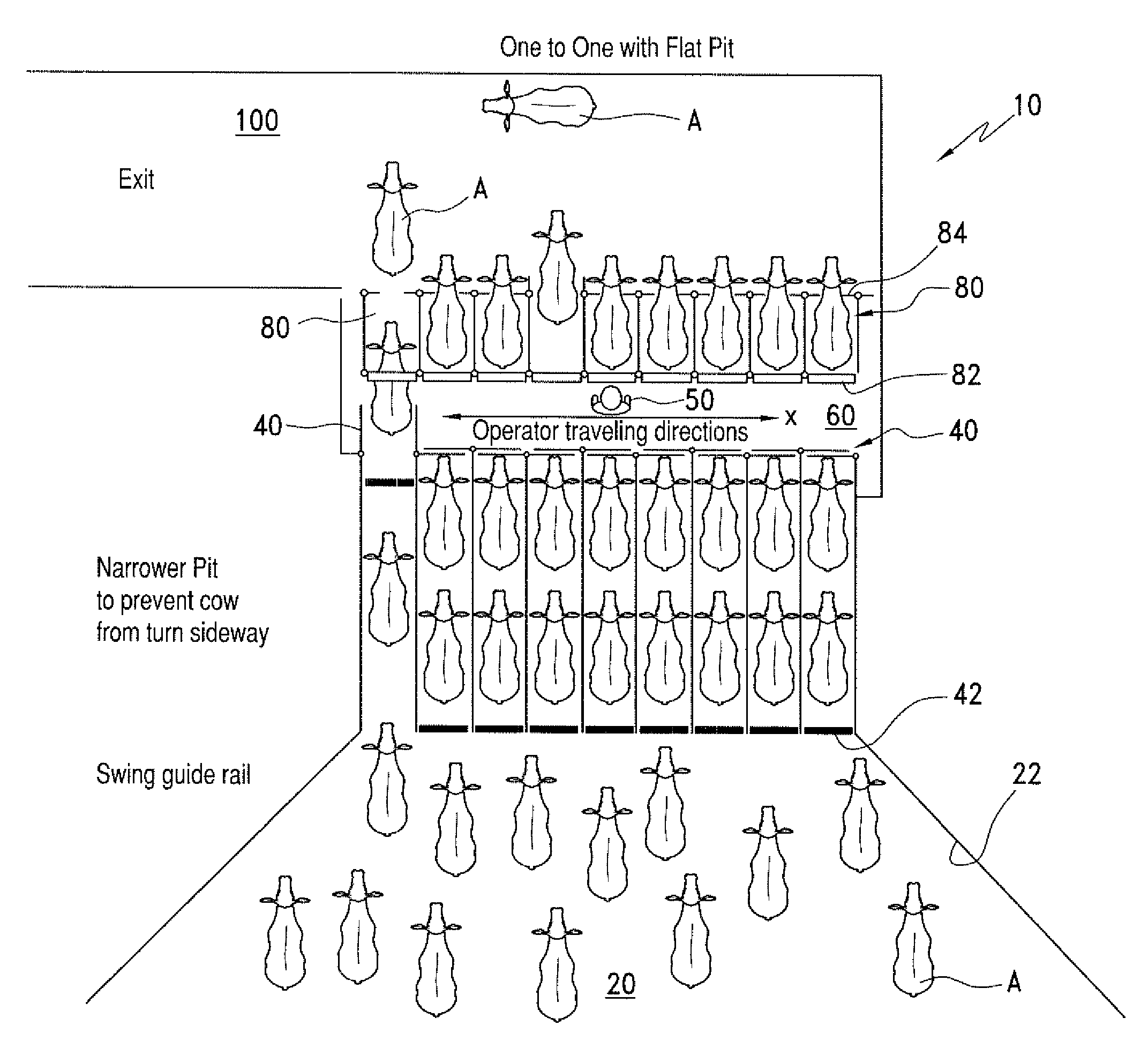 Milking Parlor for the Forward Straight Line Animal Ambulation and Individual Presentation of an Animal to be Milked in a Milking Stall Located Intermediate a Holding Area and a Release Area