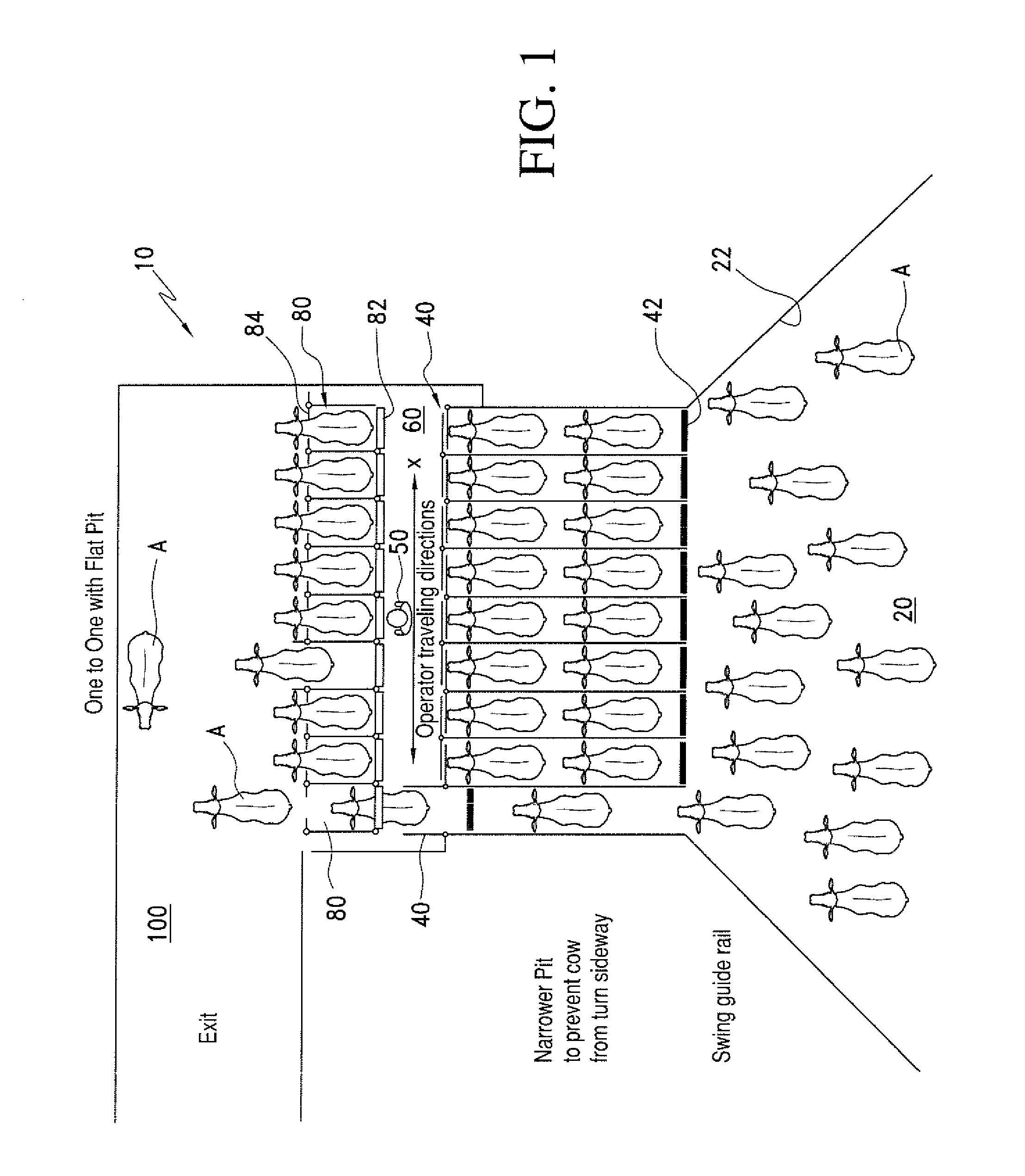 Milking Parlor for the Forward Straight Line Animal Ambulation and Individual Presentation of an Animal to be Milked in a Milking Stall Located Intermediate a Holding Area and a Release Area