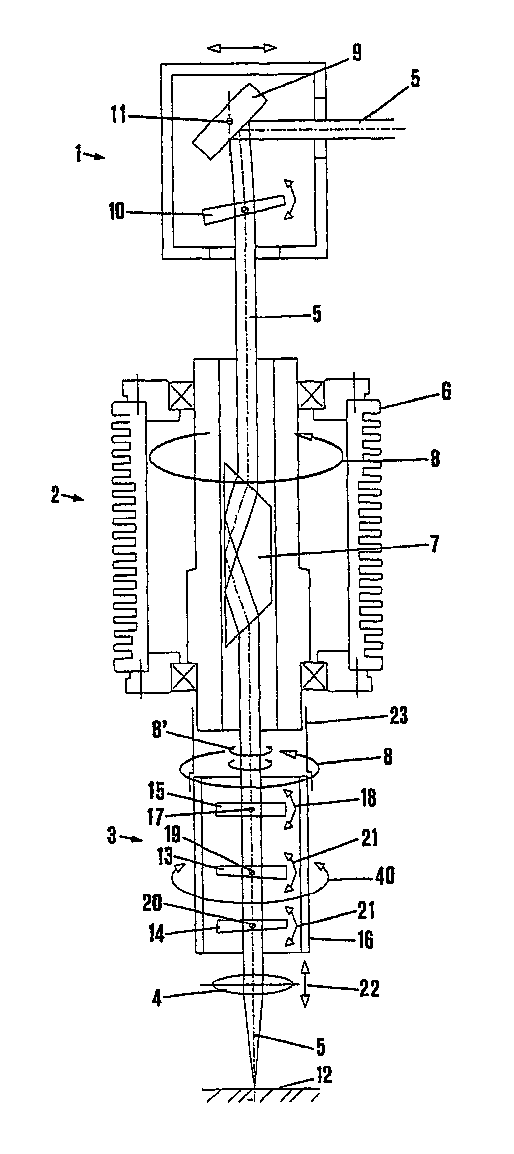 Device for drilling and for removing material using a laser beam