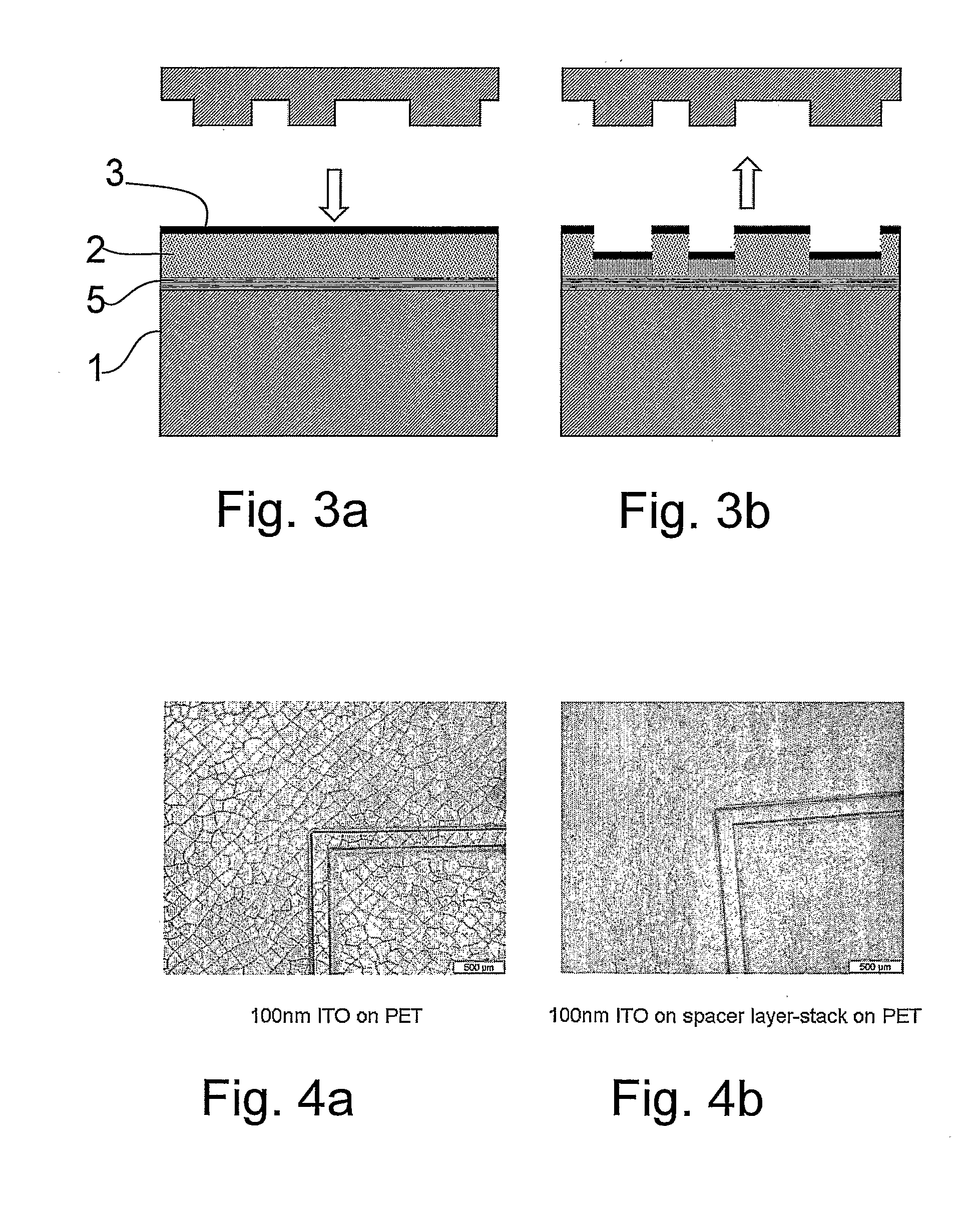 Method and Apparatus for Patterning a Conductive Layer, and a Device Produced Thereby