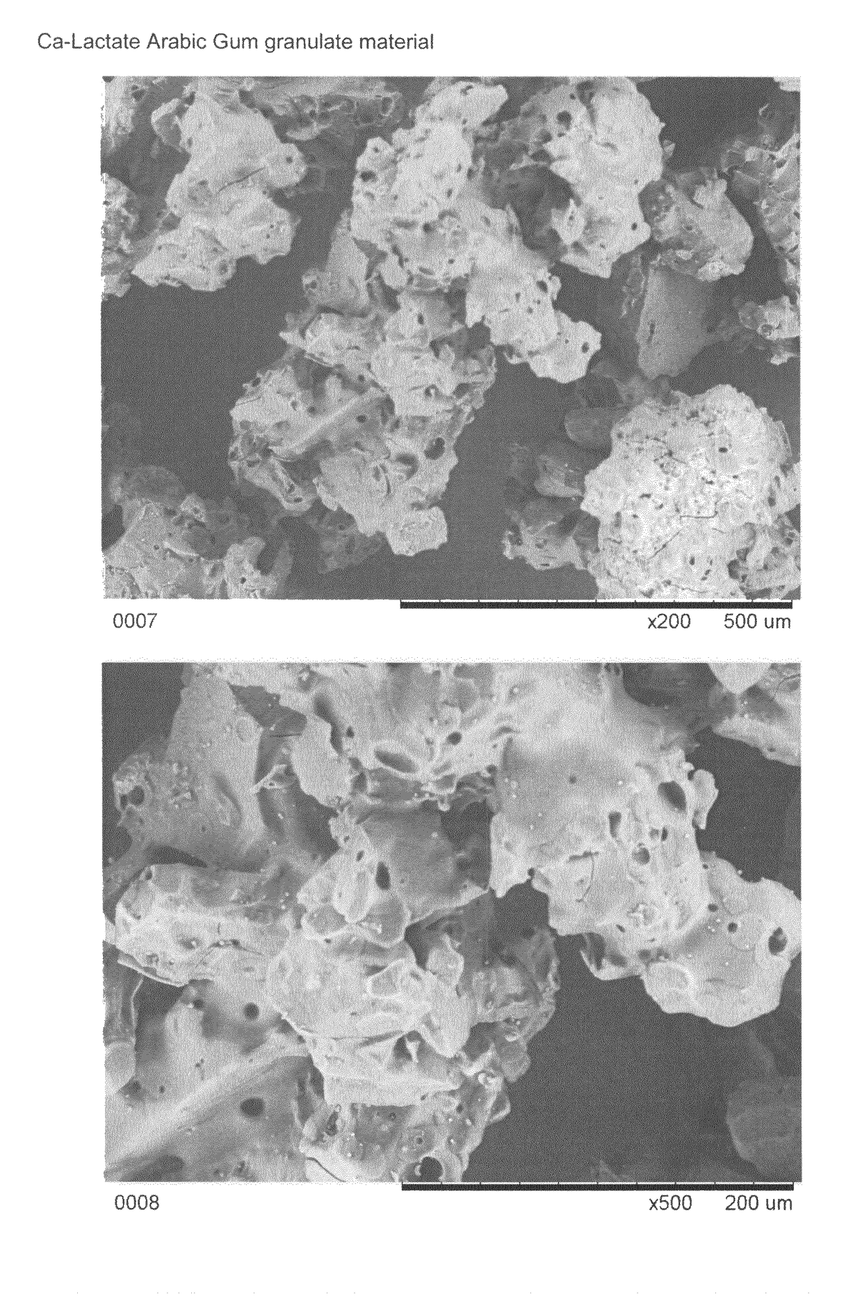 Wet granulation process and granulate material comprising Arabic gum