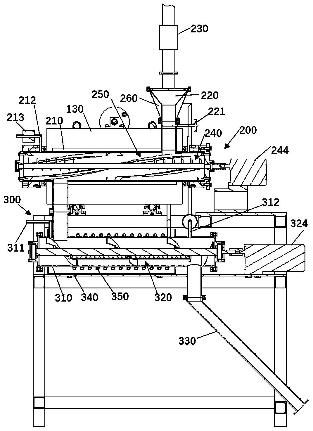 Wall scraping type propelled steel rolling oil sludge pyrolysis carbonization treatment device and method