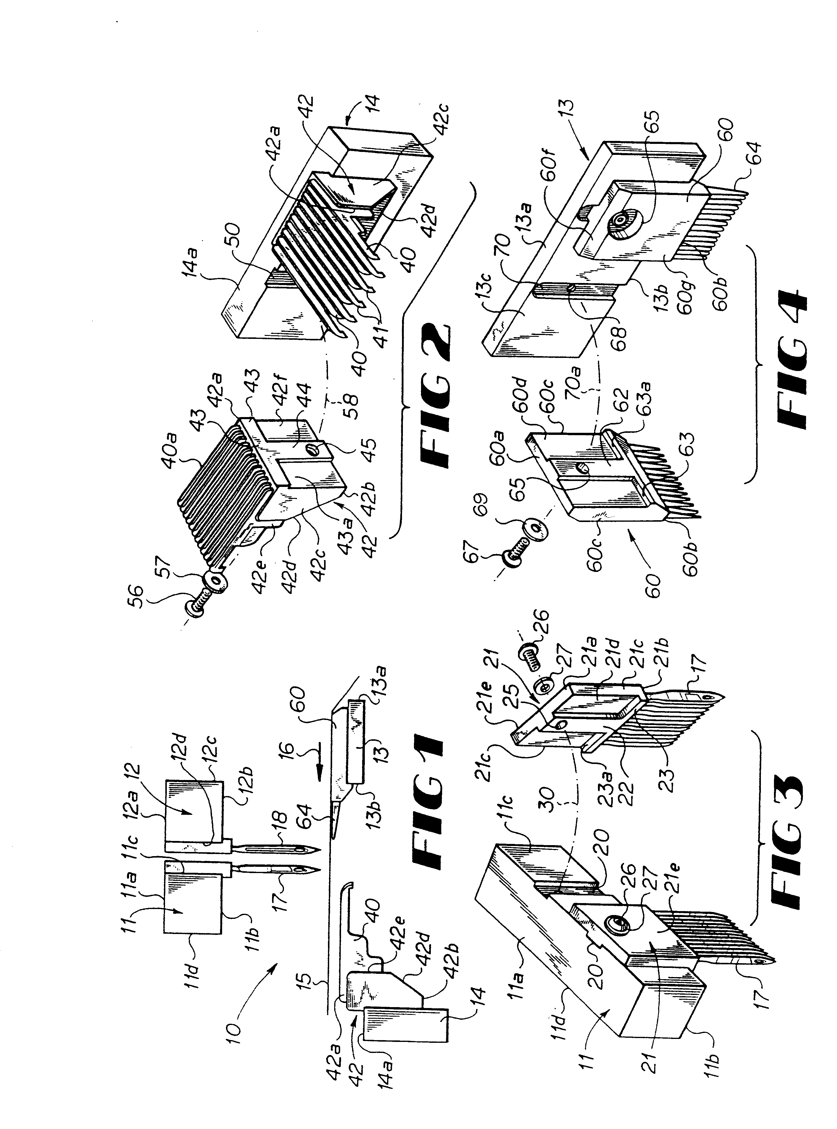 Tufting machine with self-aligning gauging modules