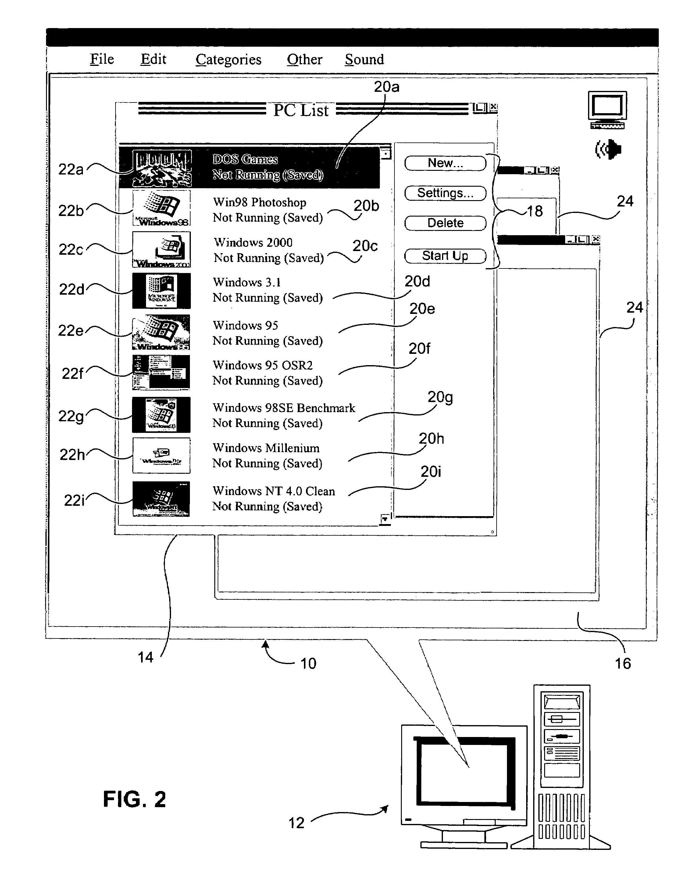 System and method for displaying images of virtual machine environments