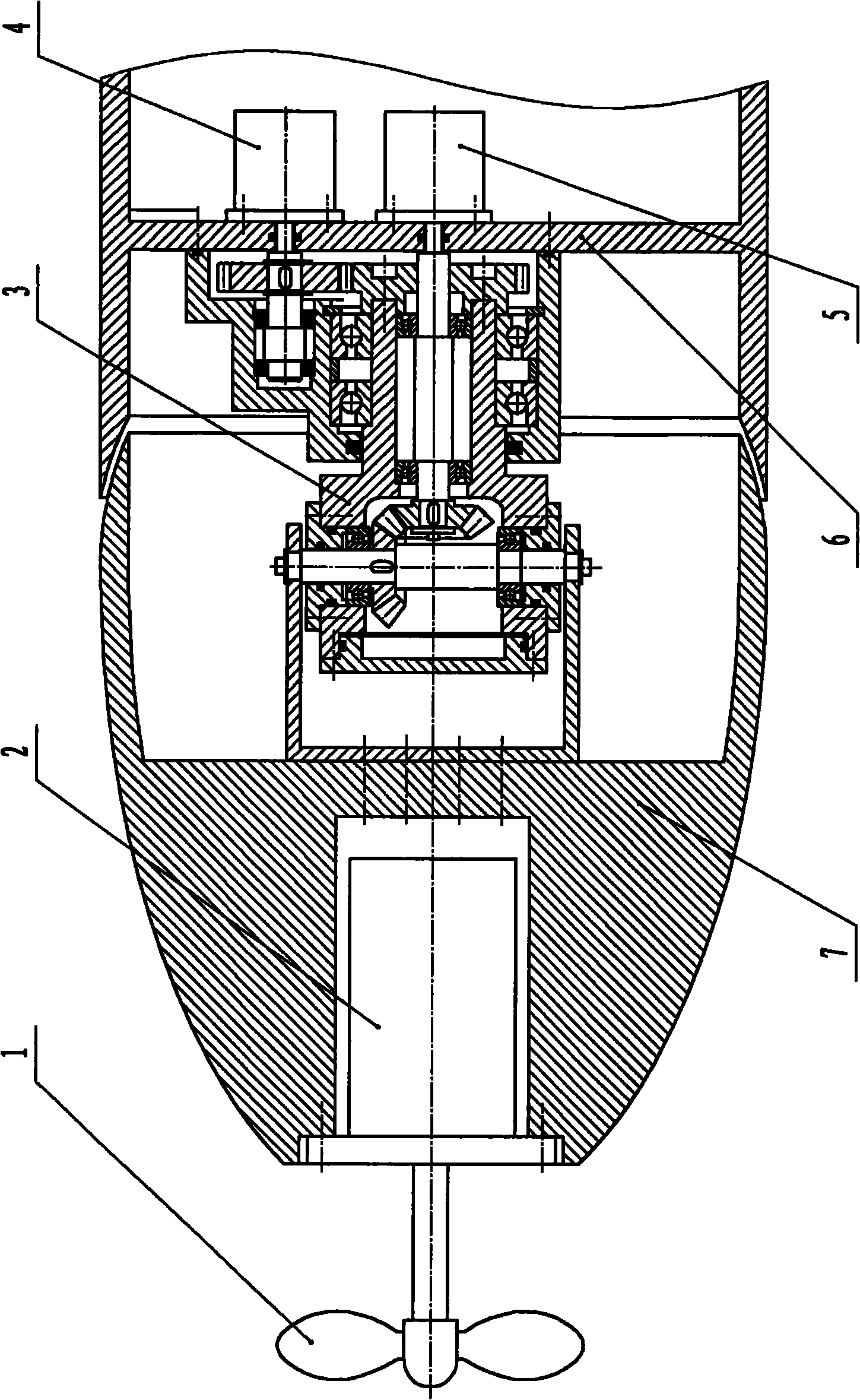 Small oil-filled full-scale deflection vector propeller thruster