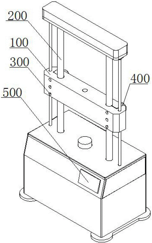 Power failure locking device with loading beam for fatigue testing machine