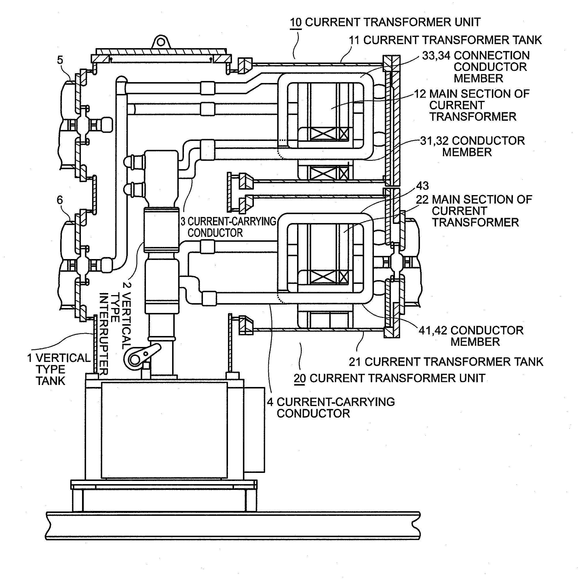 Three-phase common tank type gas insulated switchgear