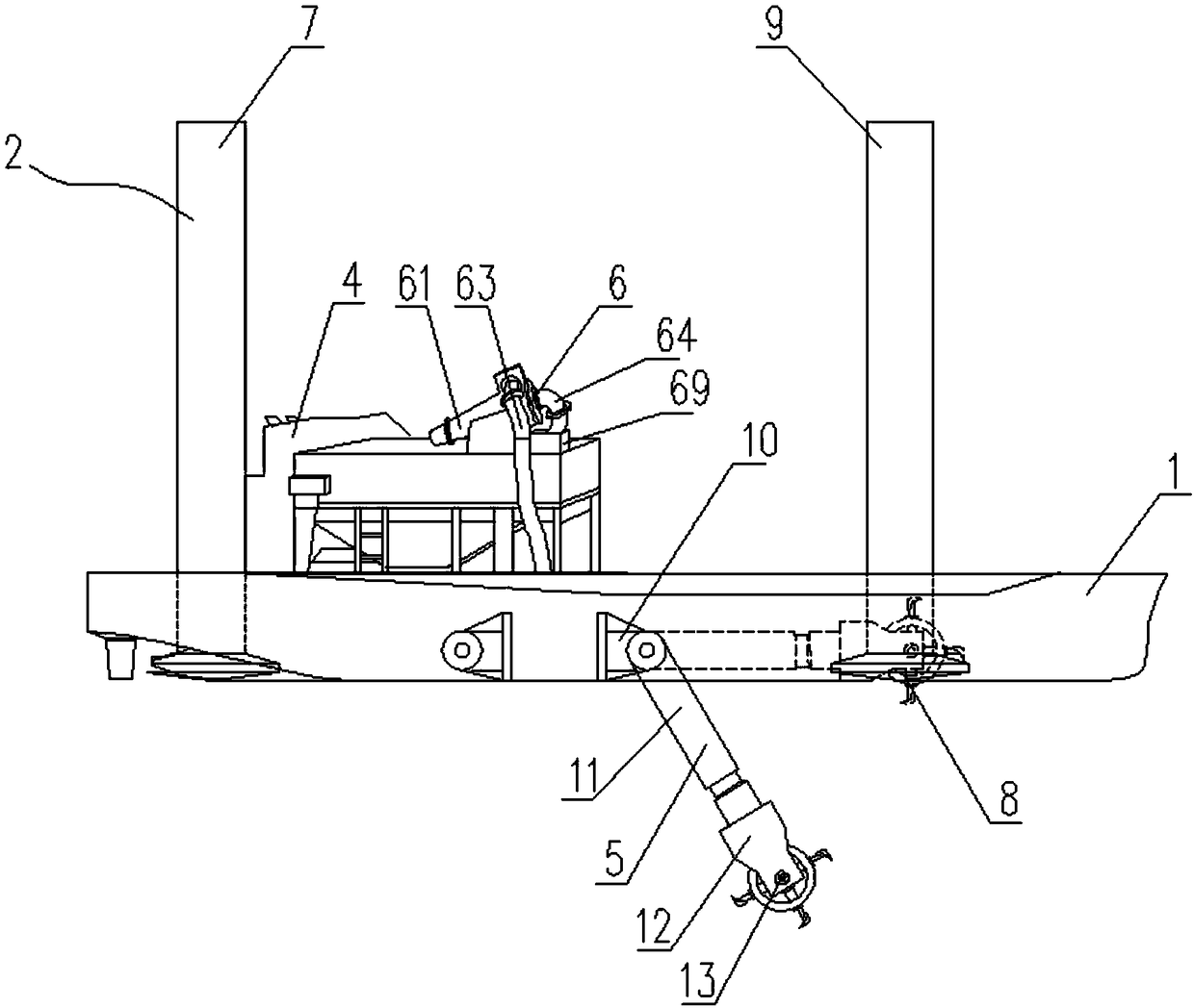 Silt breaking and excavating mechanism for hydropower station tail water desilting