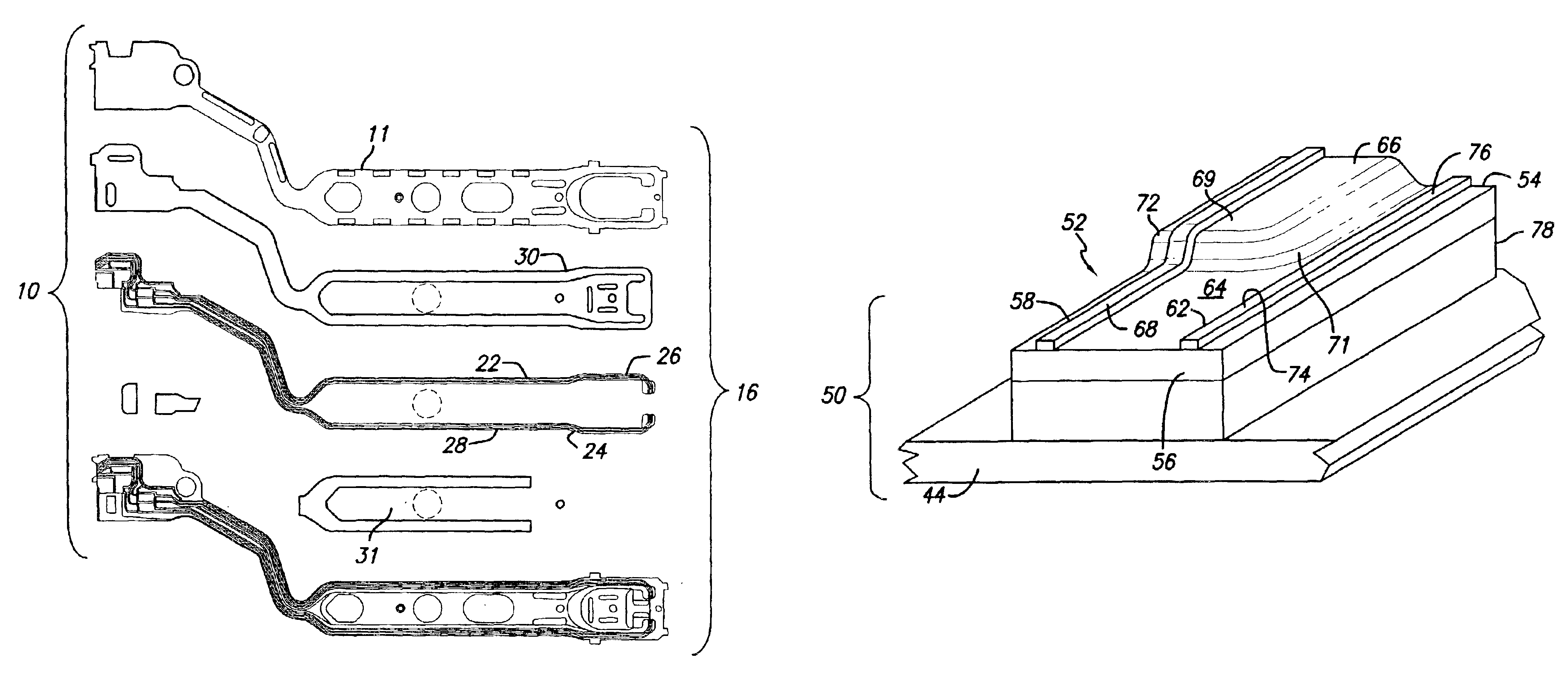 Trace flexure suspension with differential insulator and trace structures for locally tailoring impedance