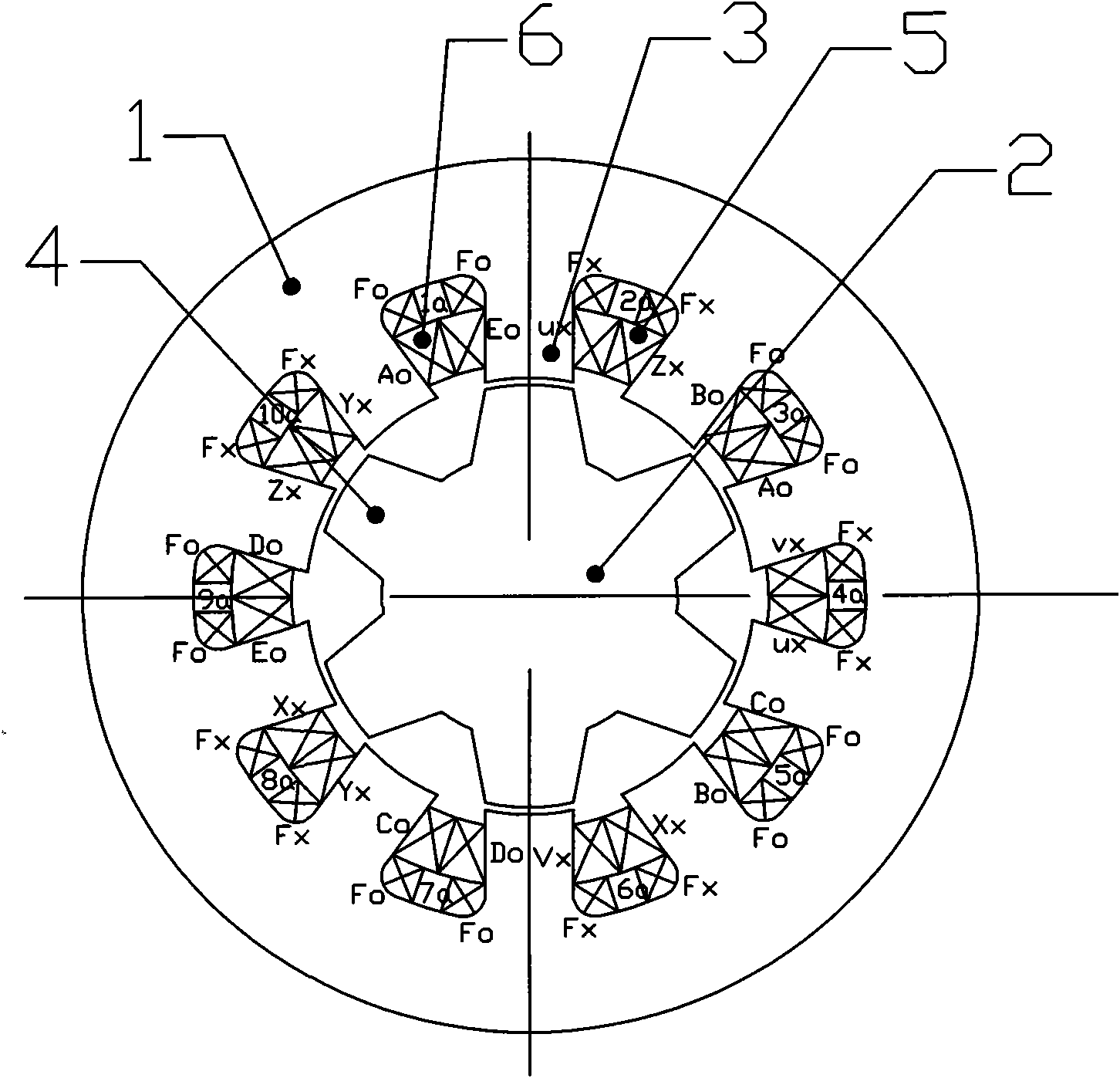 Five-phase switch magnetic resistance motor