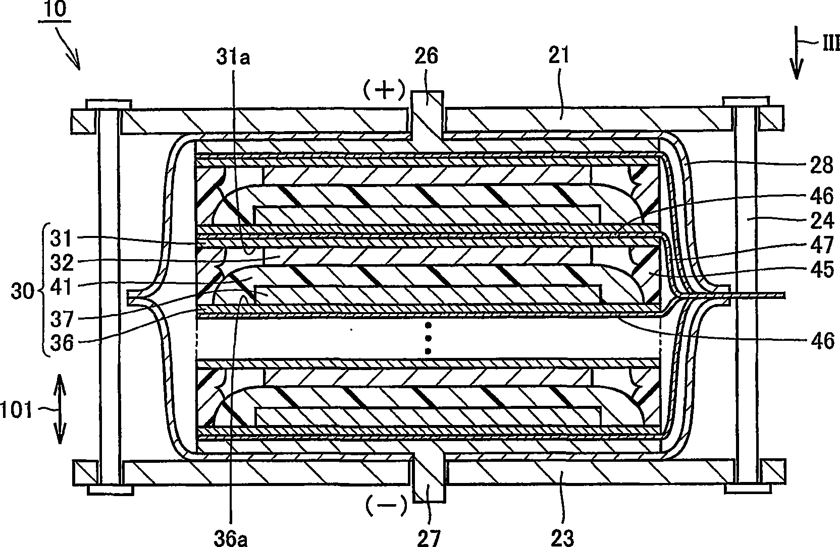 Stacked type battery