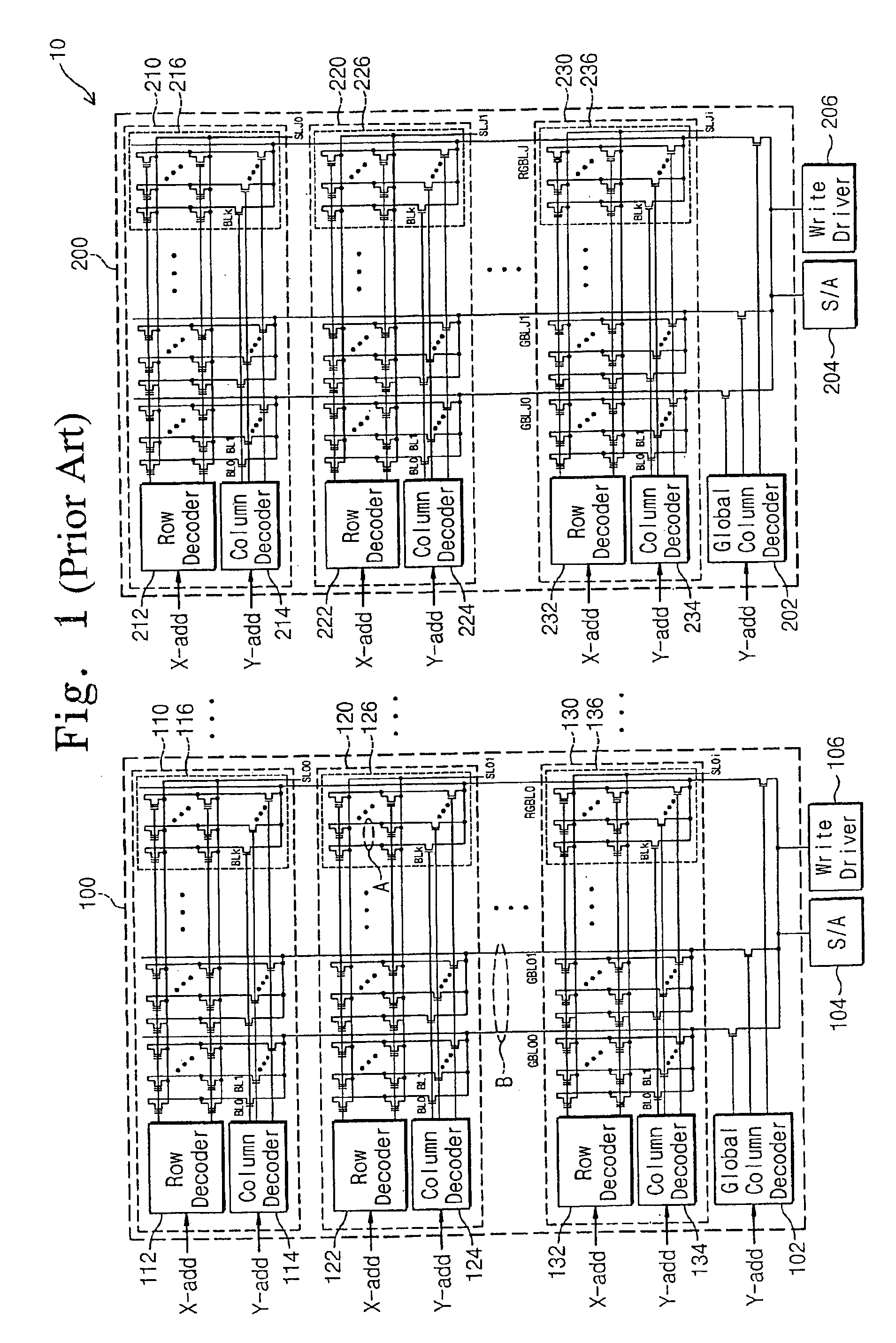 Semiconductor memory device with reduced chip area and improved redundancy efficency