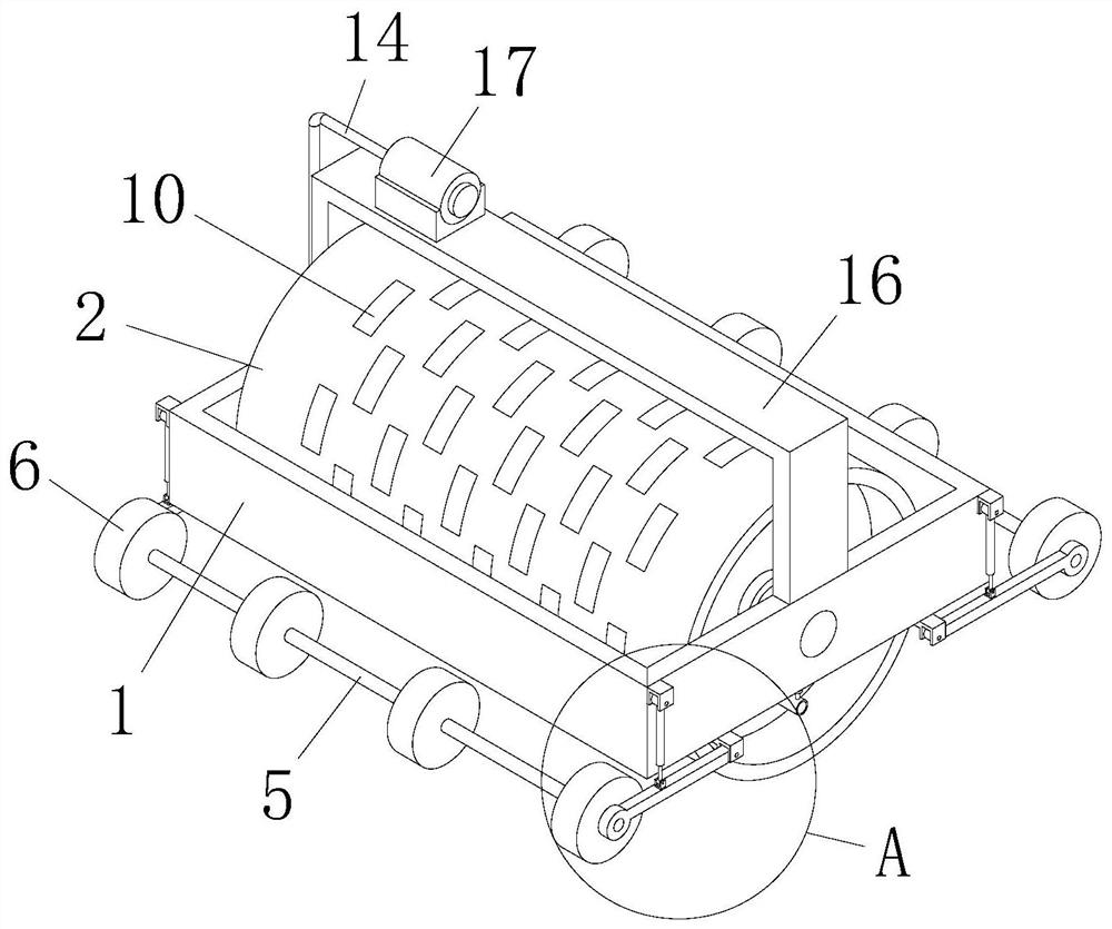 Efficient roadbed flattening device for highway engineering construction