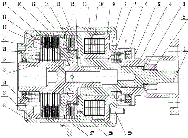 Two-stage multi-sheet electromagnetic clutch