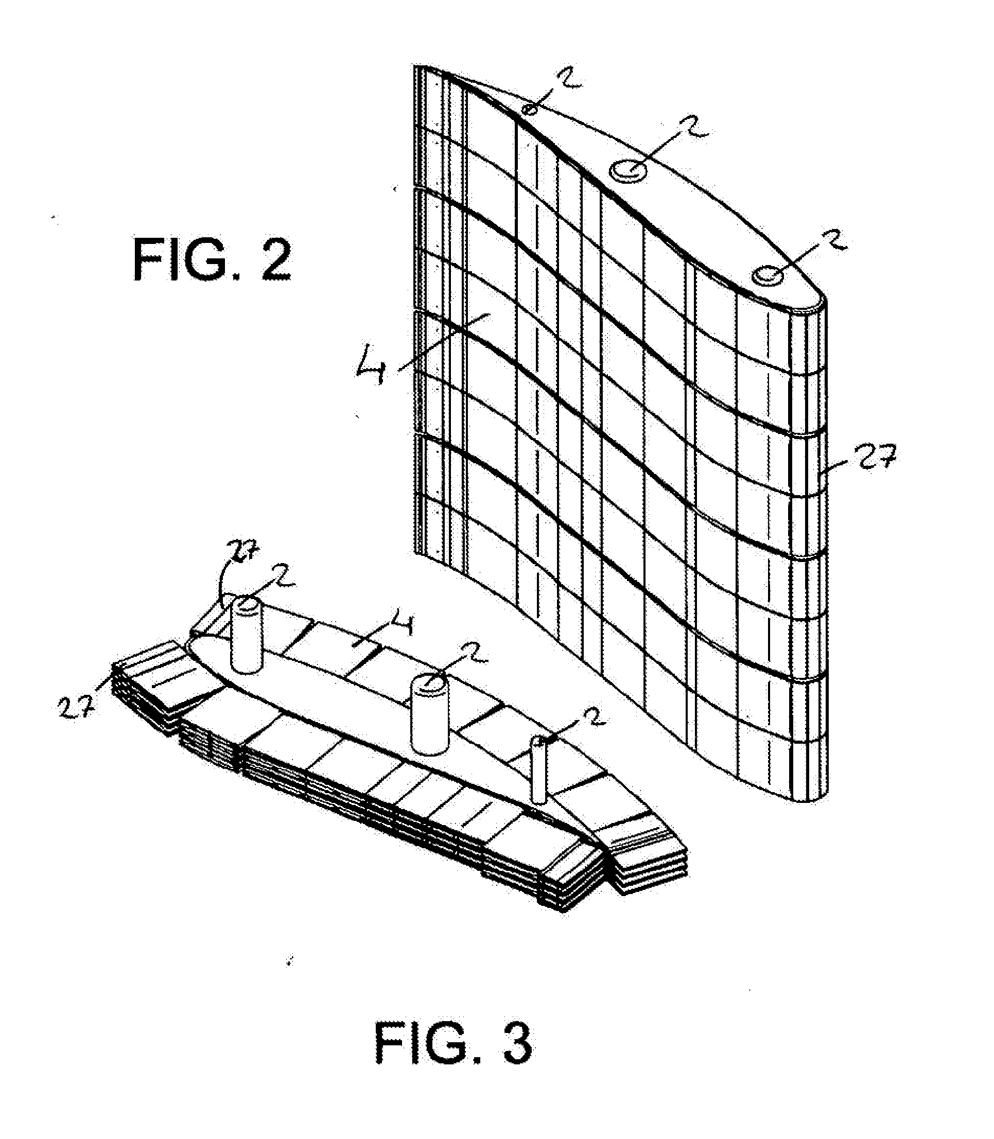 Set of stowable rigid sails