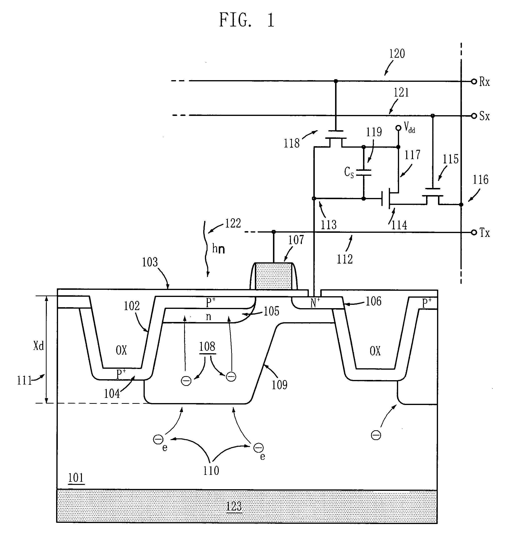 Image pixel employing floating base readout concept, and image sensor and image sensor array including the image pixel