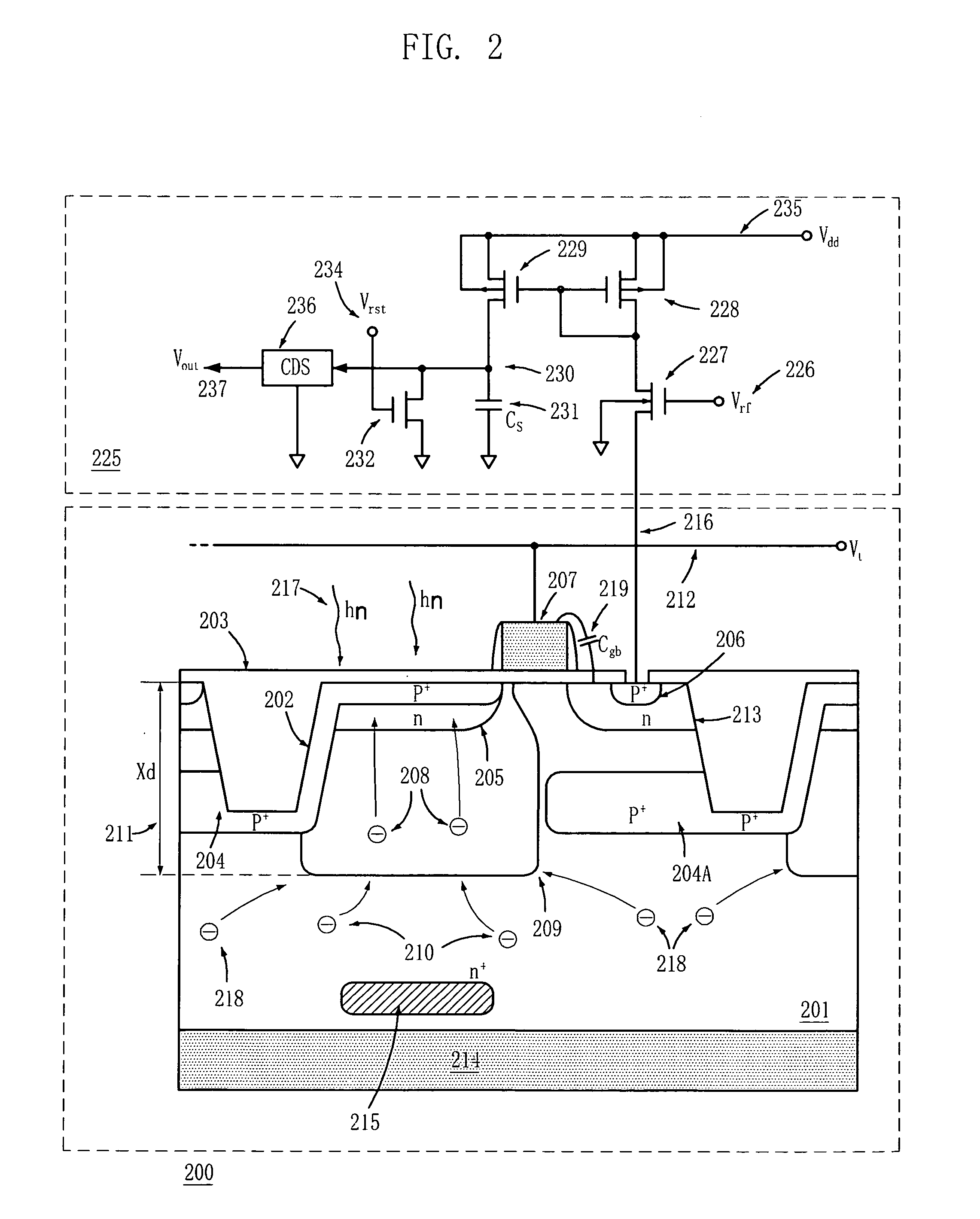 Image pixel employing floating base readout concept, and image sensor and image sensor array including the image pixel